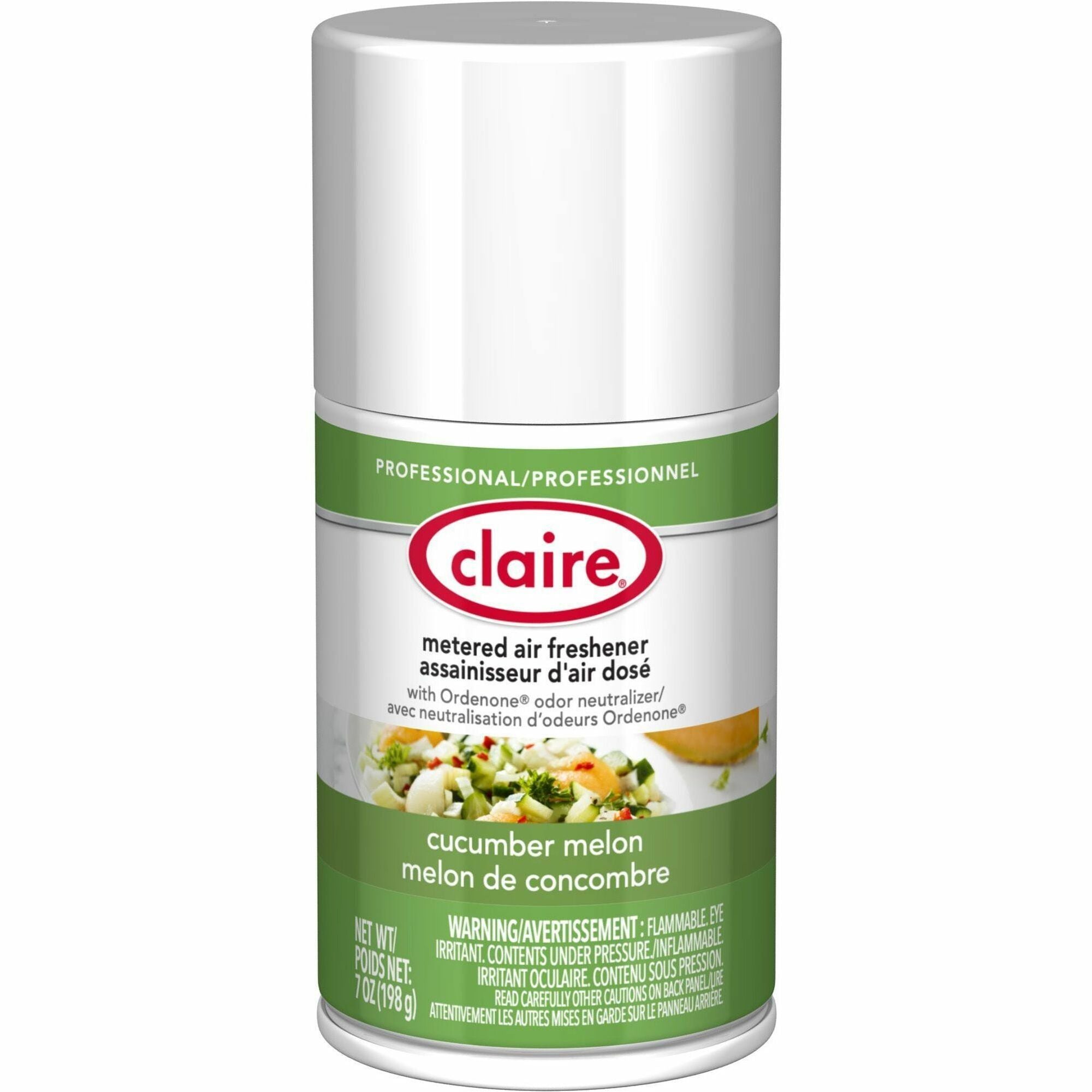 Claire Metered Air Freshener with Ordenone - Aerosol - 6000 ft - 7 fl oz (0.2 quart) - Cucumber Melon - 30 Day - 12 / Carton - Odor Neutralizer