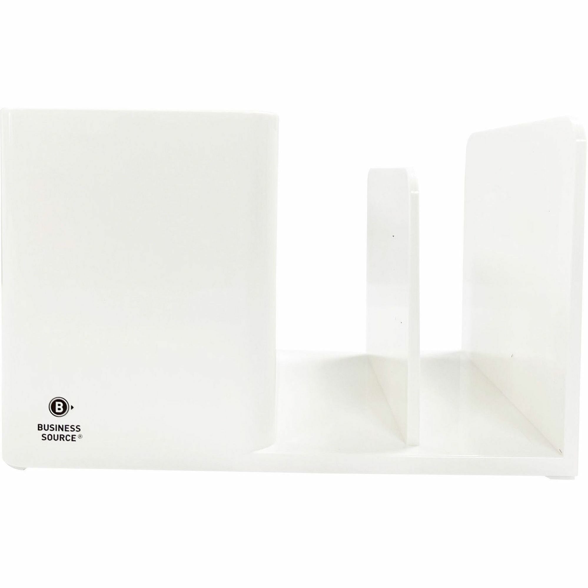 business-source-multifunctional-pen-cup-organizer-2-compartments-38-height-x-61-width-x-47-depth-durable-white-abs-plastic-1-each_bsn11881 - 2