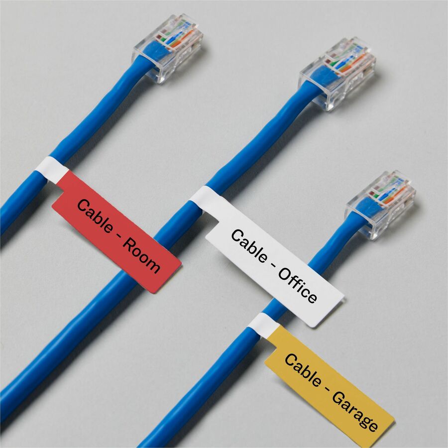 Avery Cable Labels, P-Style, 1.02" x 3.3" , 300 Total (61540) - Waterproof - 1 1/64" Width x 3 19/64" Length - Permanent Adhesive - P-shaped - Laser - White - Film - 30 / Sheet - 10 Total Sheets - 300 Total Label(s) - Durable, Uncoated, Chlorine - 8