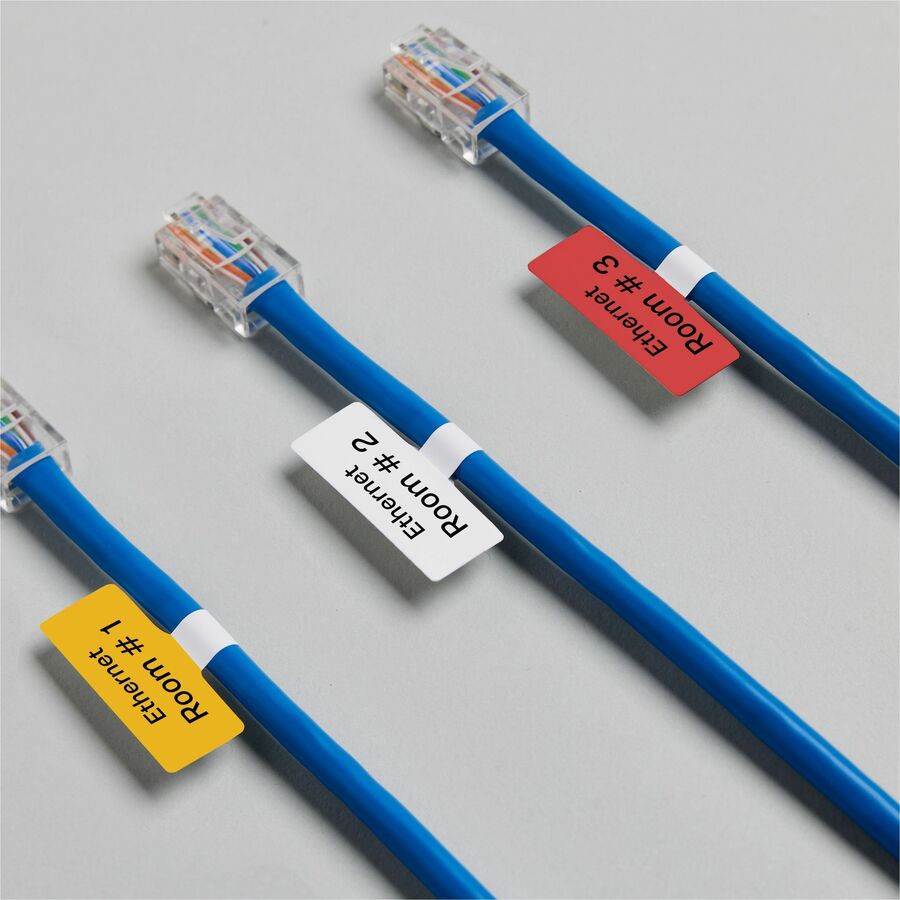 Avery Cable Labels, T-Style, 1.25" x 2" , 300 Total (61539) - Waterproof - 1 1/4" Width x 2" Length - Permanent Adhesive - T-shaped - Inkjet, Laser - White - Film - 30 / Sheet - 10 Total Sheets - 300 Total Label(s) - Durable, Uncoated, Chlorine- - 8