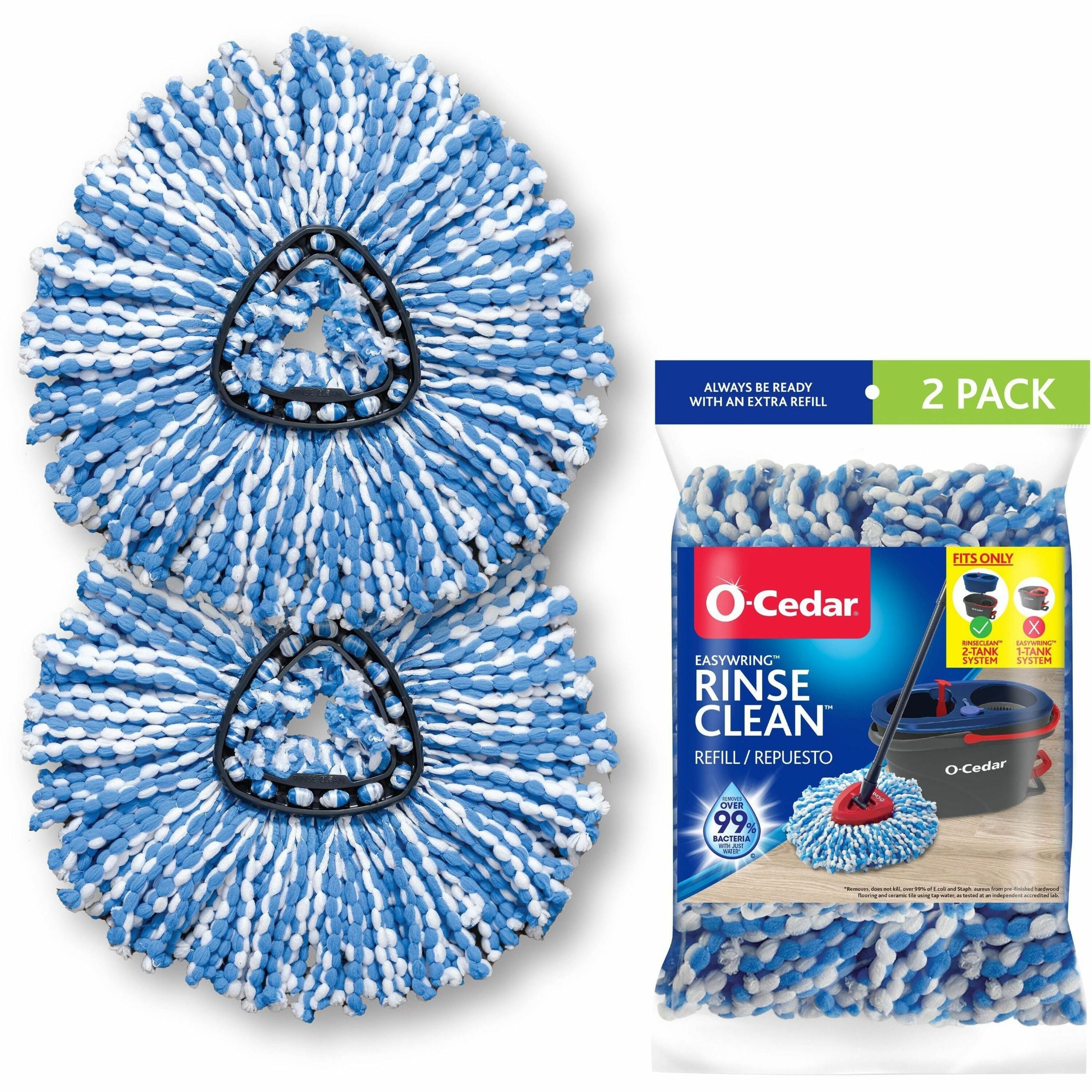 O-Cedar EasyWring Rinse Clean Mop Refill - MicroFiber - Multi - 2 / Pack - 1