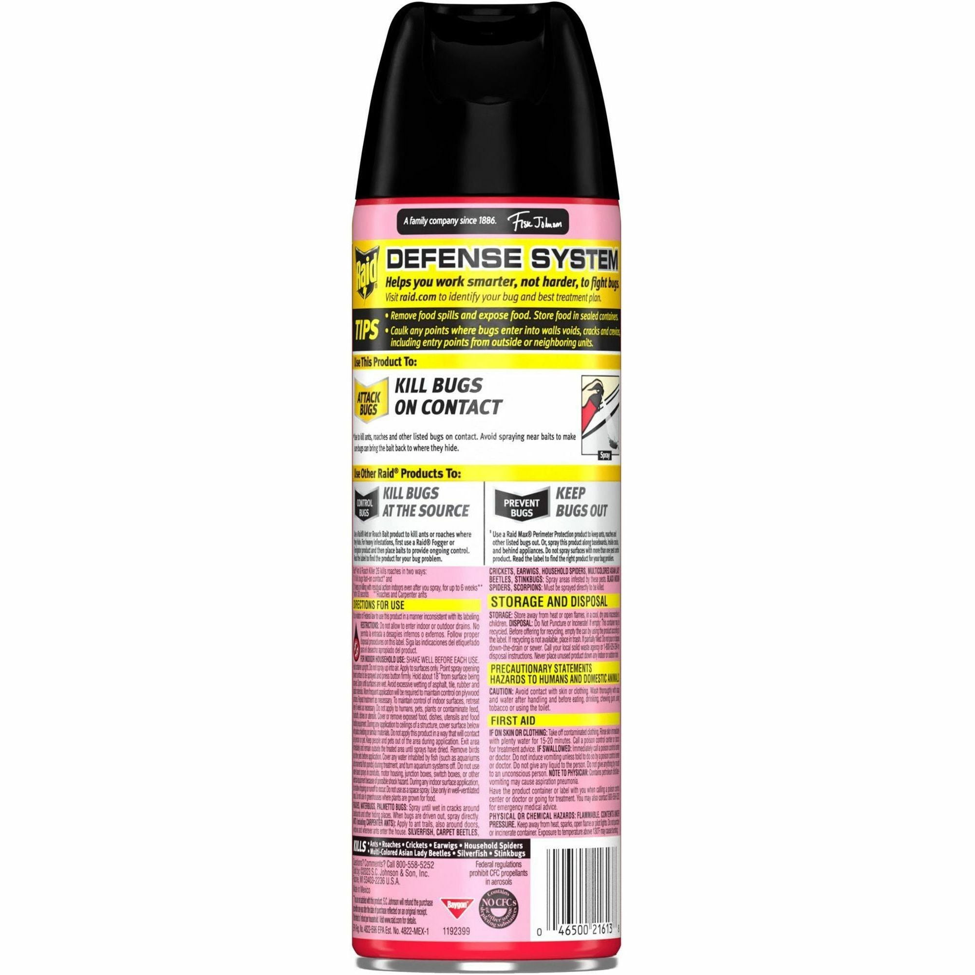 Raid Ant & Roach Killer Spray - Spray - Kills Cockroaches, Ants, Silverfish, Water Bugs, Palmetto Bug, Carpet Beetle, Earwig, Spider, Lady Beetle, Black Widow Spider, Crickets, ... - 1.09 lb - Clear - 12 / Carton - 4
