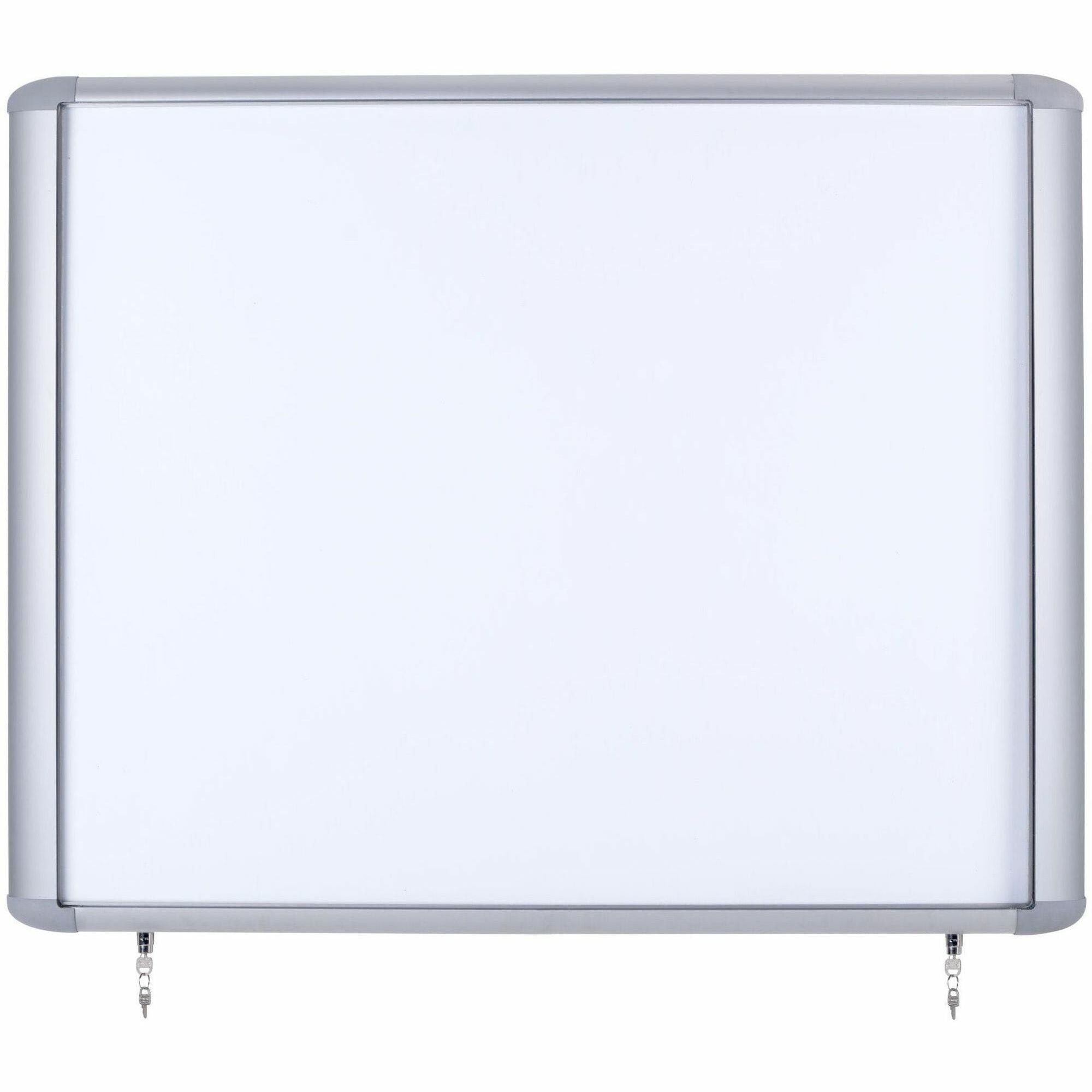 MasterVision Water-Resistant Enclosed Dry-Erase Board - 40" (3.3 ft) Width x 38.3" (3.2 ft) Height - White Lacquered Steel Surface - Anodized Aluminum Aluminum Frame - Rectangle - Magnetic - 1 Each - 1