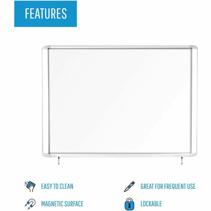 MasterVision Water-Resistant Enclosed Dry-Erase Board - 40" (3.3 ft) Width x 38.3" (3.2 ft) Height - White Lacquered Steel Surface - Anodized Aluminum Aluminum Frame - Rectangle - Magnetic - 1 Each - 2