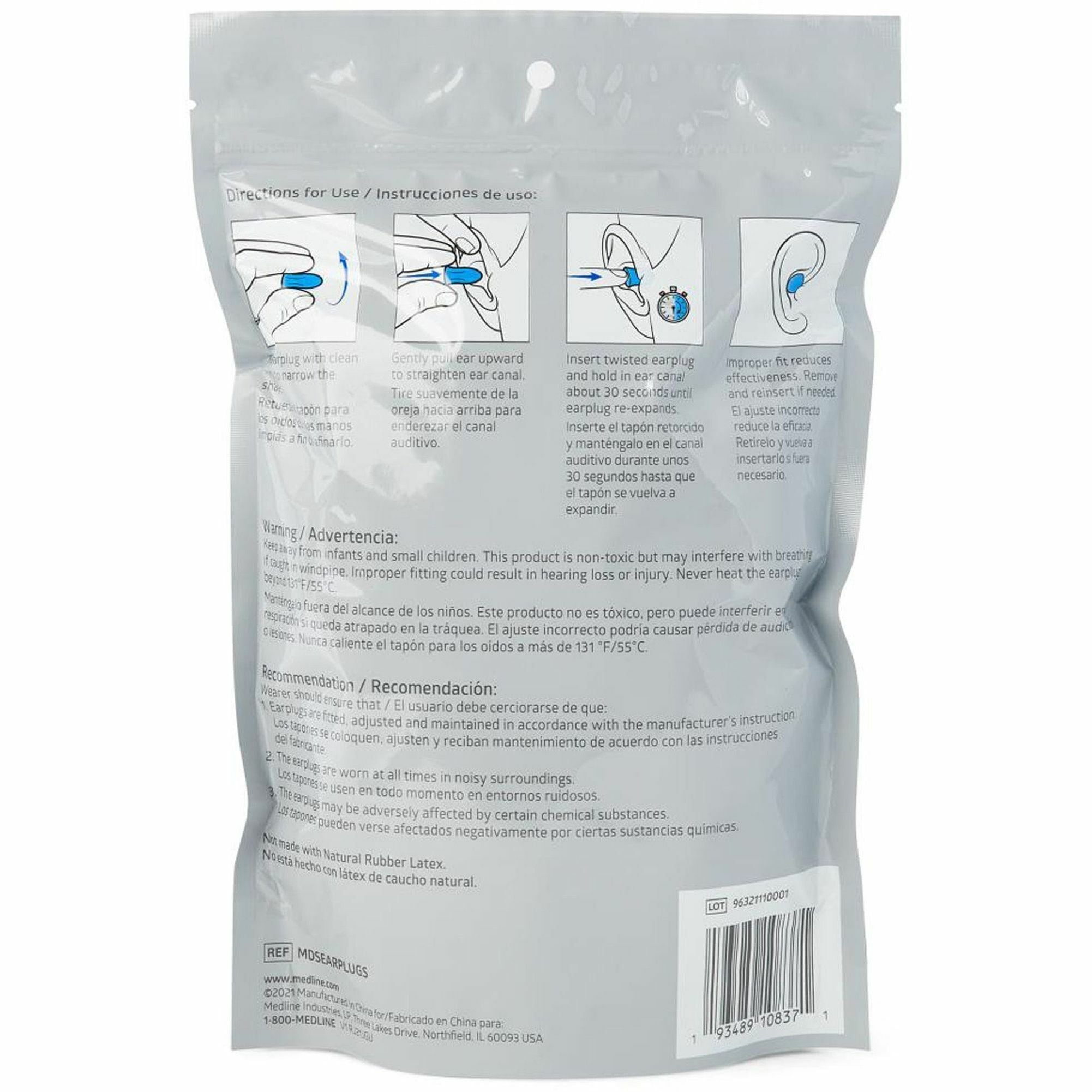 medline-earplugs-recommended-for-ear-noise-protection-foam-orange-50-bag_miimdsearplug - 2