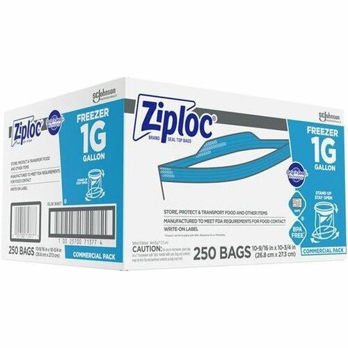 ziploc-grip-n-seal-freezer-bags-large-size-1-gal-capacity-1056-width-x-1075-length-zipper-closure-textured-clear-plastic-1carton-250-per-carton-food-industrial-healthcare-office-commercial-storage_sjn364937 - 1