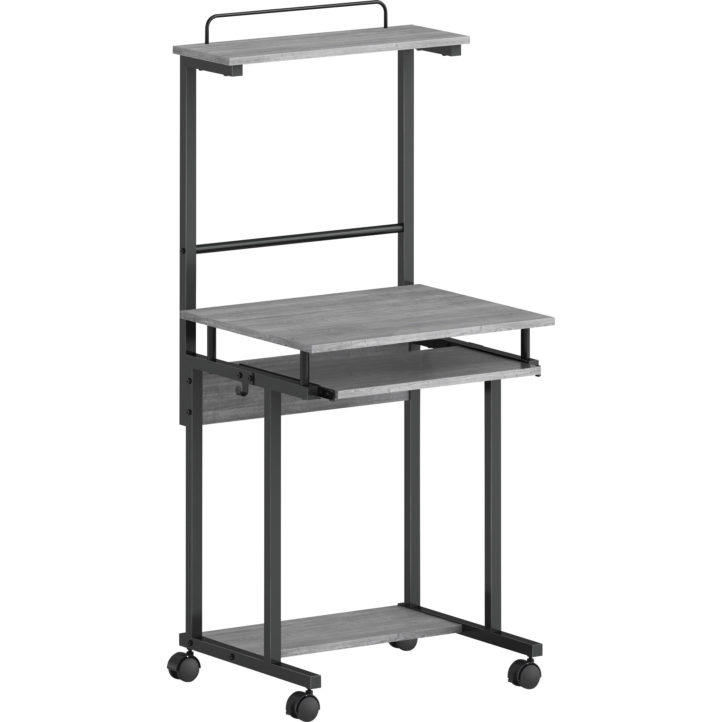 NuSparc Mobile Computer Workstation w/Keybrd Tray - For - Table TopWeathered Charcoal Laminate, Black Top - 110 lb Capacity x 23.60" Table Top Width x 20.60" Table Top Depth - 53.50" Height - Assembly Required - Medium Density Fiberboard (MDF) Top Ma - 1