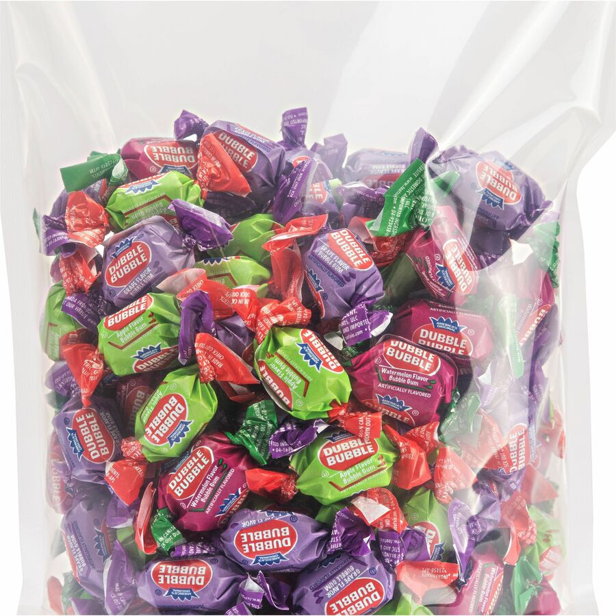 Penny Candy Dubble Bubble Gum - Grape, Watermelon, Apple - Individually Wrapped - 2.50 lb - 1 Bag - 2