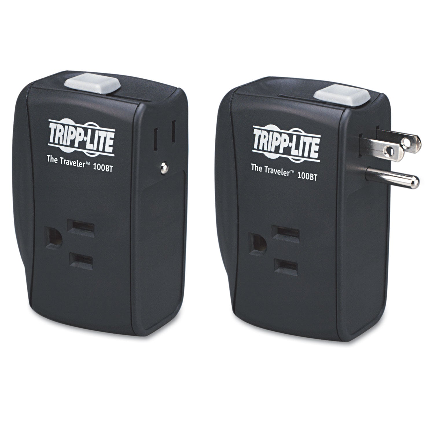 Protect It! Portable Surge Protector, 2 AC Outlets, 1,050 J, Black -