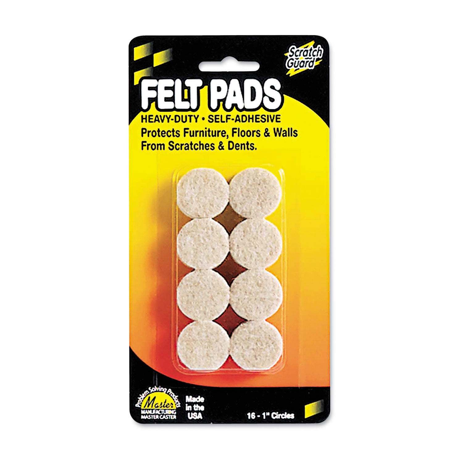 Scratch Guard Felt Pads, 1" dia, Circular, Beige, 16/Pack -