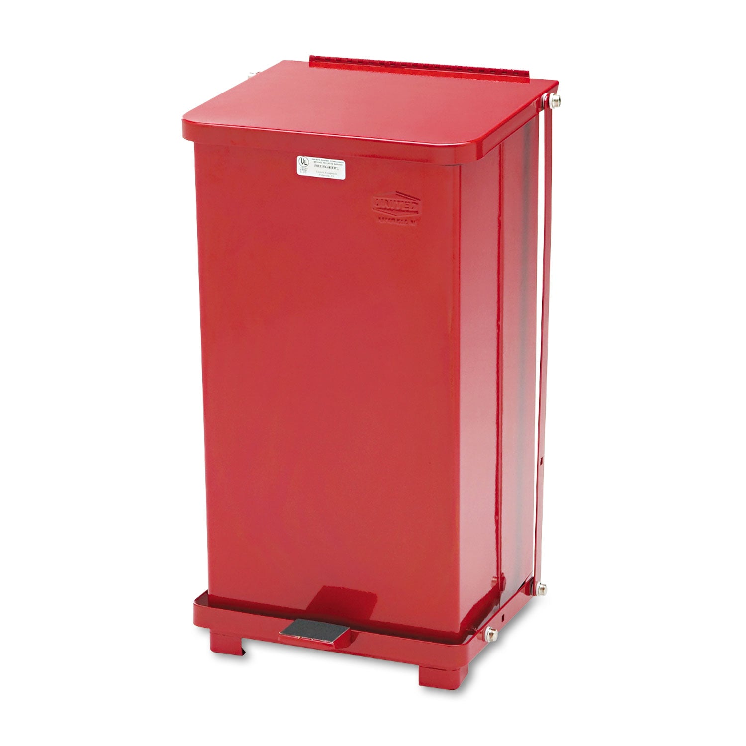 Defenders Heavy-Duty Steel Step Can, 6.5 gal, Steel, Red -