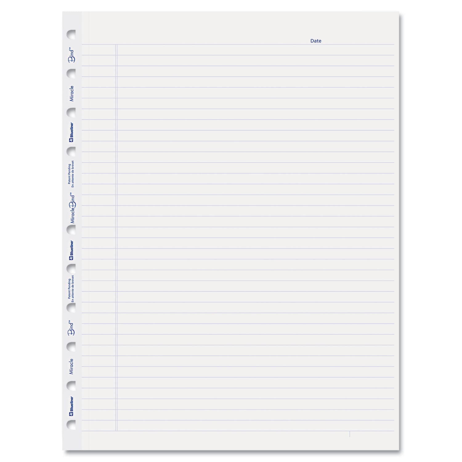 MiracleBind Ruled Paper Refill Sheets for all MiracleBind Notebooks and Planners, 11 x 9.06, White/Blue Sheets, Undated -
