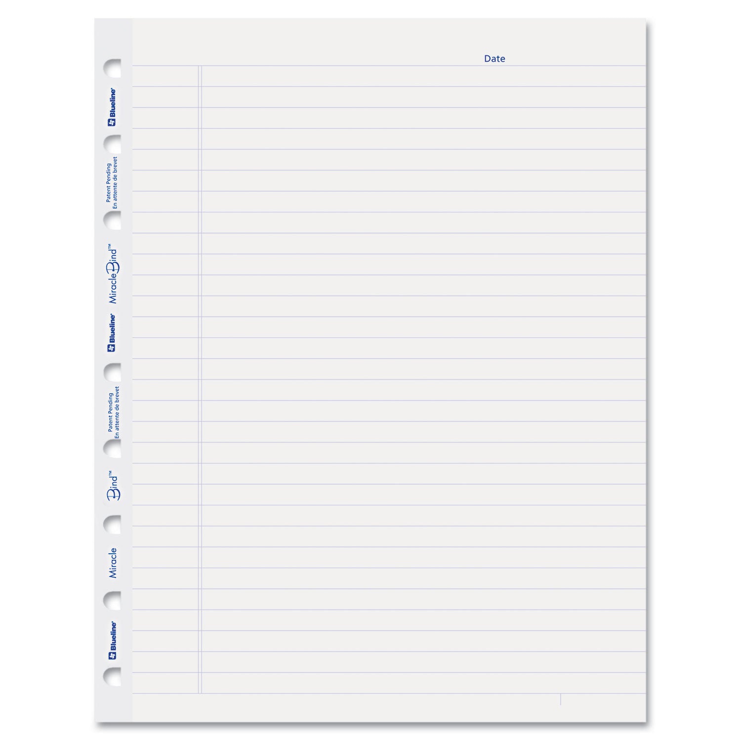 MiracleBind Ruled Paper Refill Sheets for all MiracleBind Notebooks and Planners, 9.25 x 7.25, White/Blue Sheets, Undated -