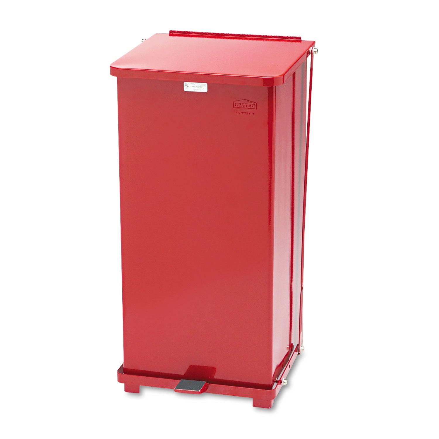 Defenders Heavy-Duty Steel Step Can, 13 gal, Steel, Red -