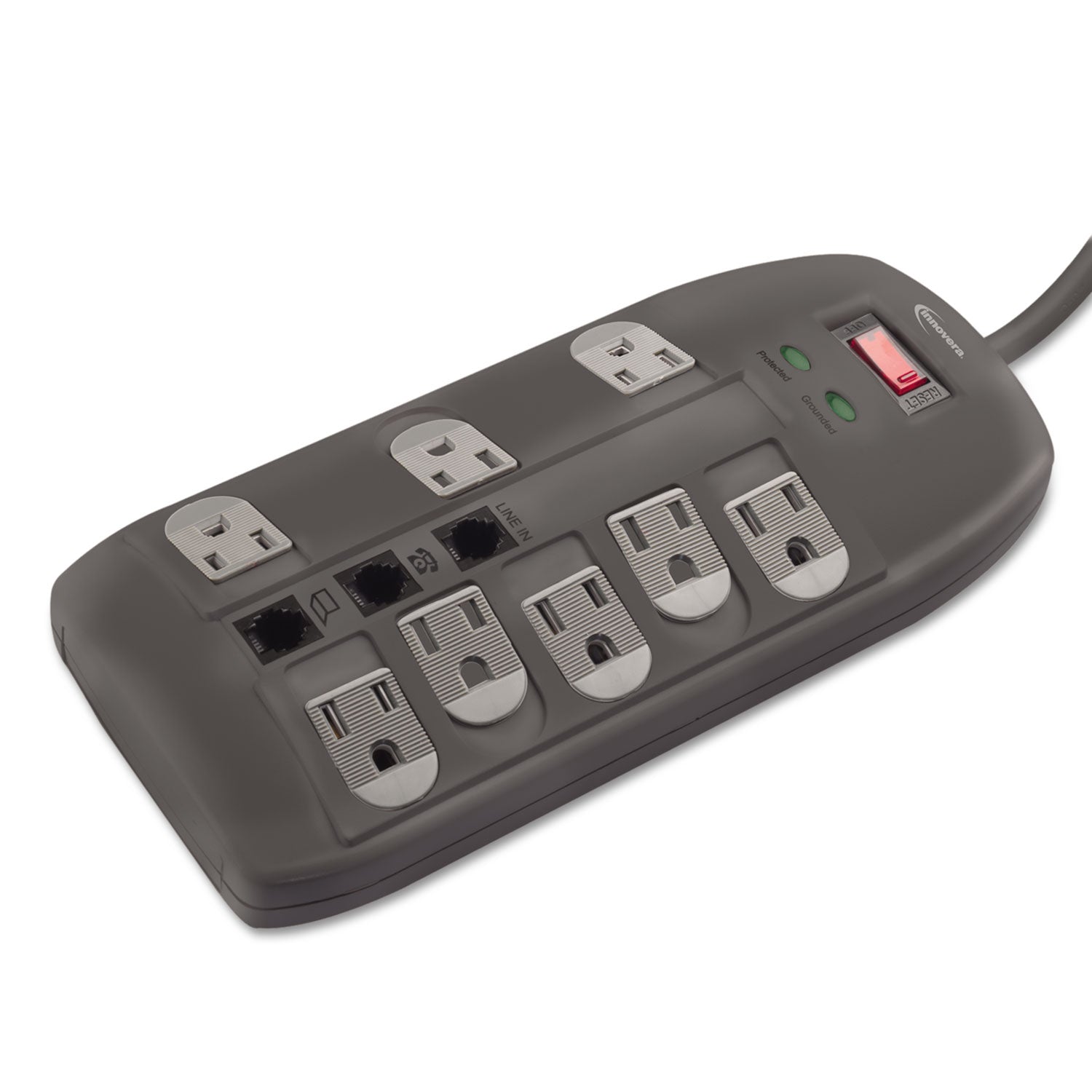 Surge Protector, 8 AC Outlets, 6 ft Cord, 2,160 J, Black -
