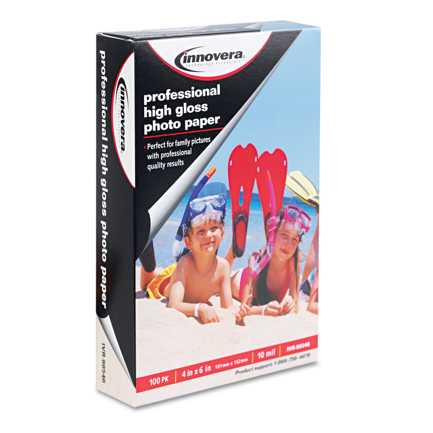 High-Gloss Photo Paper, 10 mil, 4 x 6, High-Gloss White, 100/Pack -