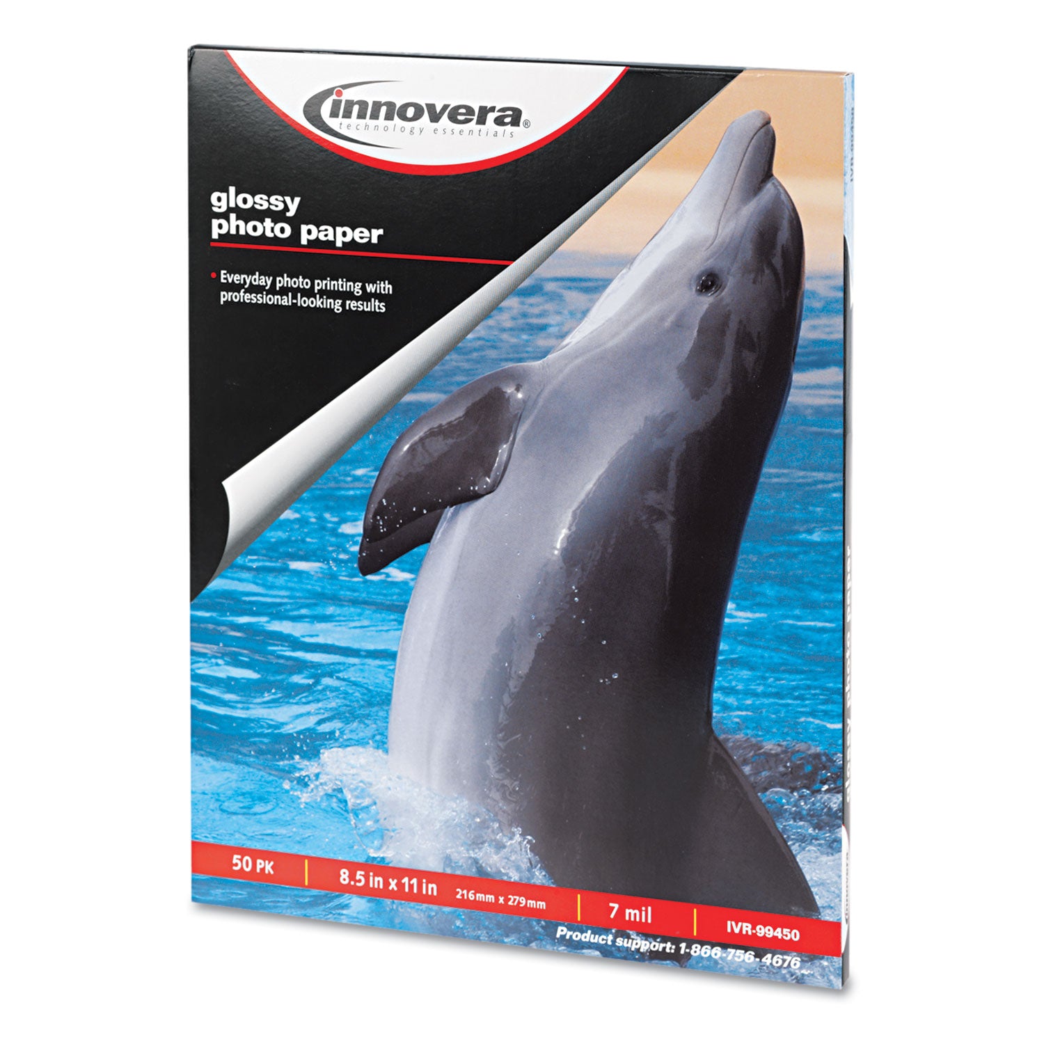 Glossy Photo Paper, 7 mil, 8.5 x 11, Glossy White, 50/Pack -
