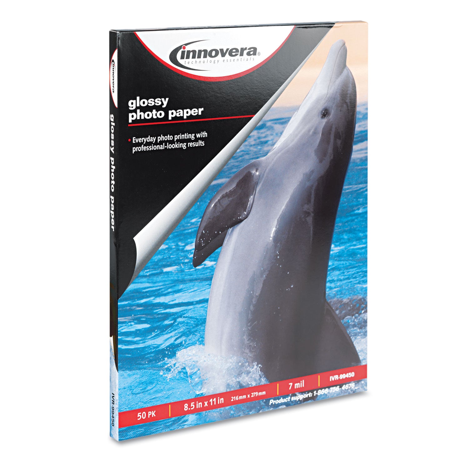 Glossy Photo Paper, 7 mil, 8.5 x 11, Glossy White, 50/Pack -