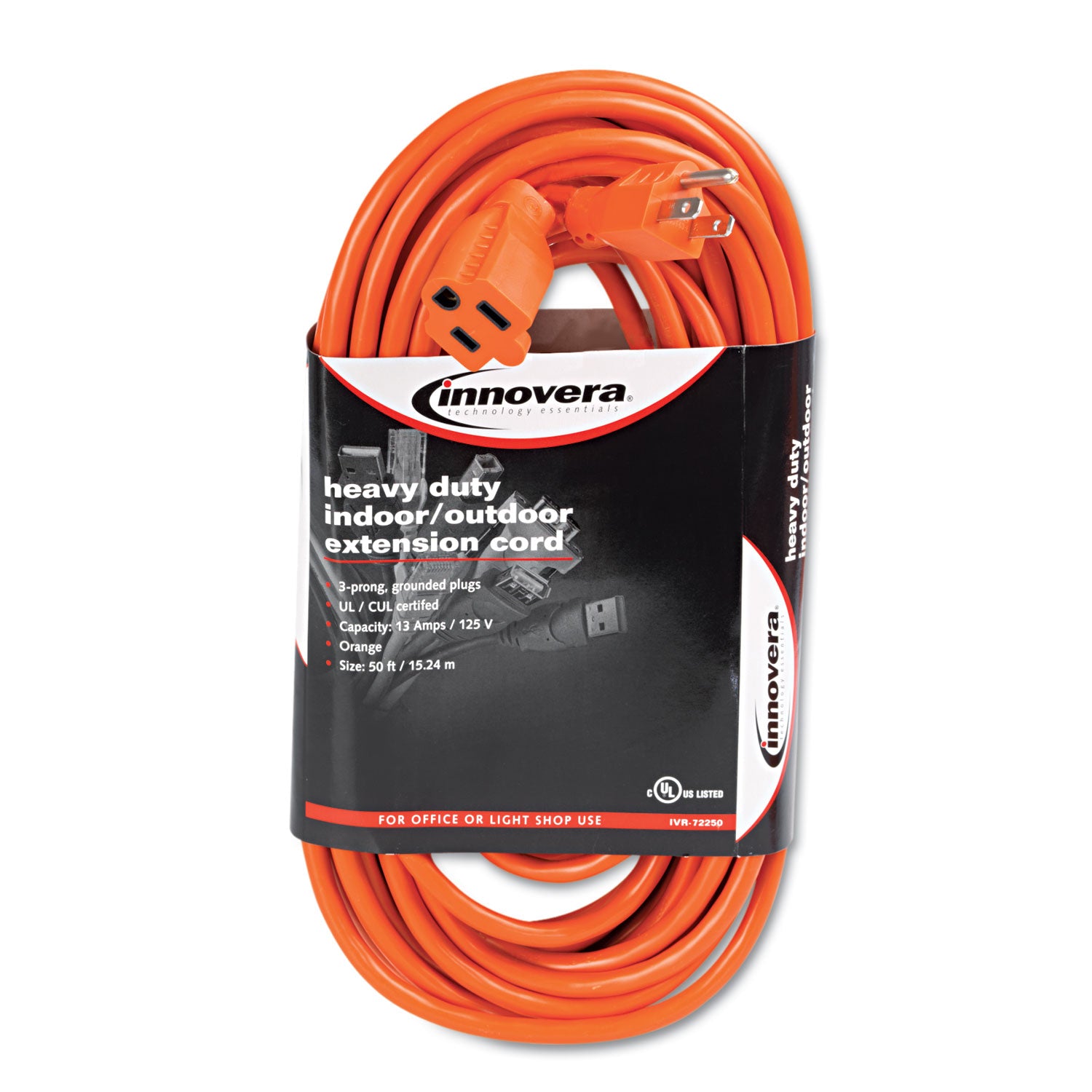 Indoor/Outdoor Extension Cord, 50 ft, 13 A, Orange -
