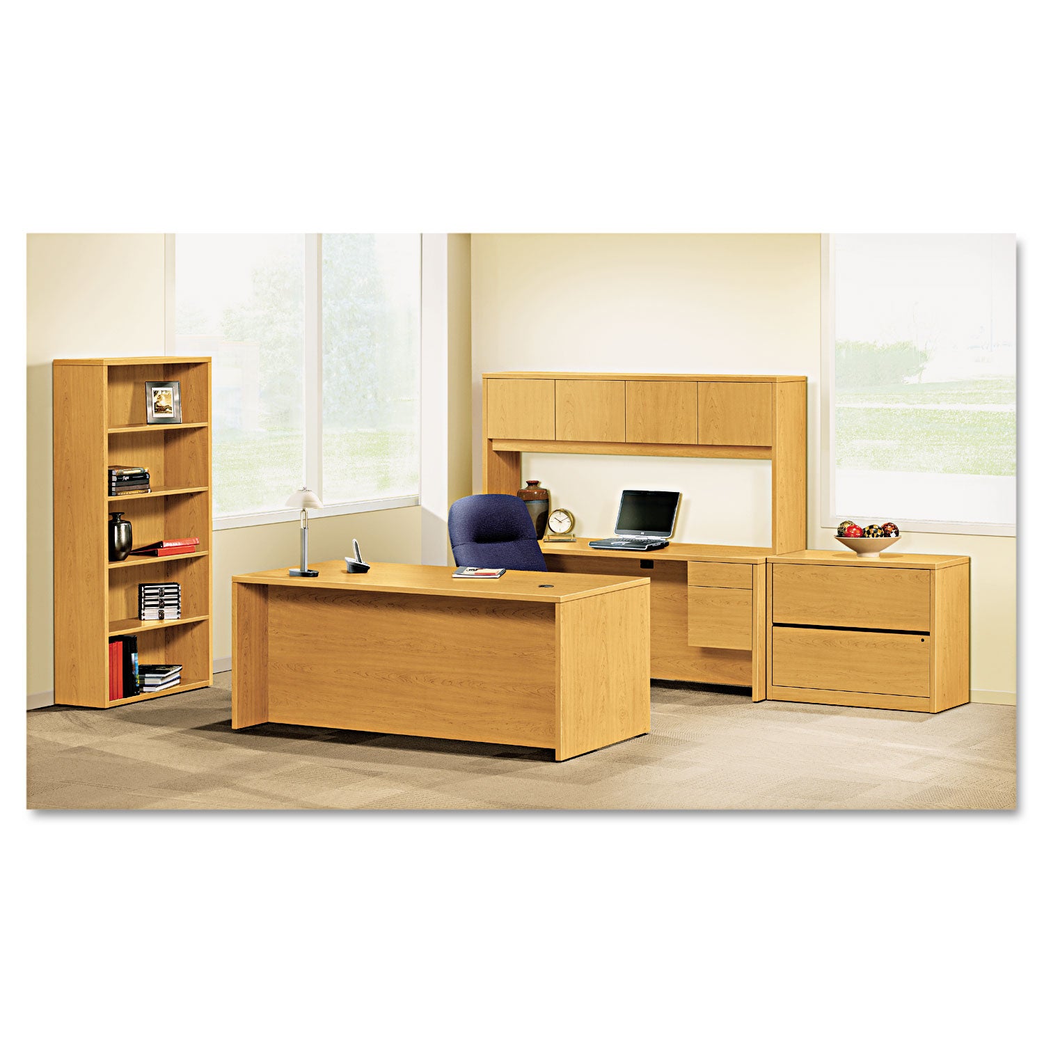 10500 Series Double 3/4-Height Pedestal Desk, Left and Right: Box/File, 72" x 36" x 29.5", Harvest -