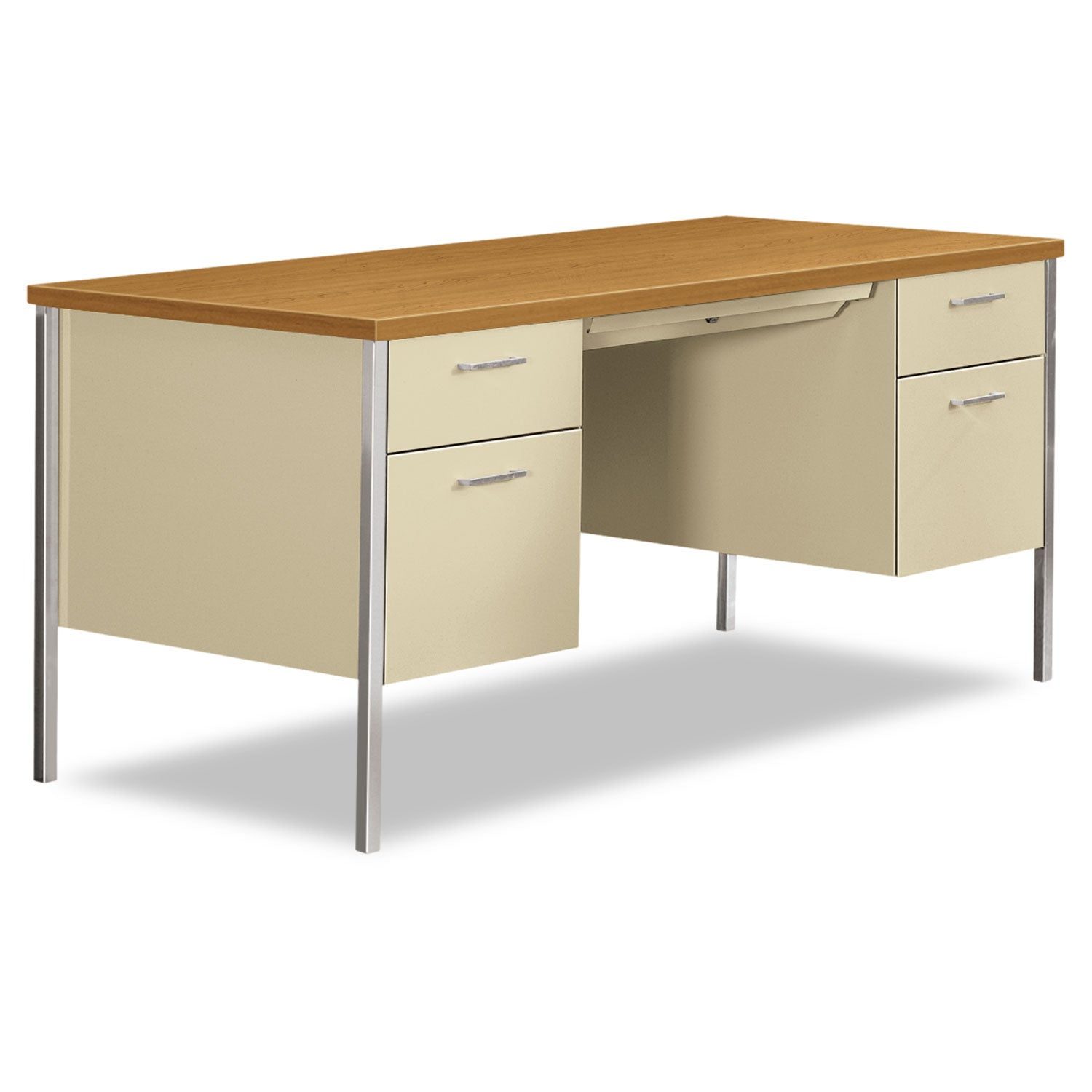 34000 Series Double Pedestal Desk, 60" x 30" x 29.5", Harvest/Putty -