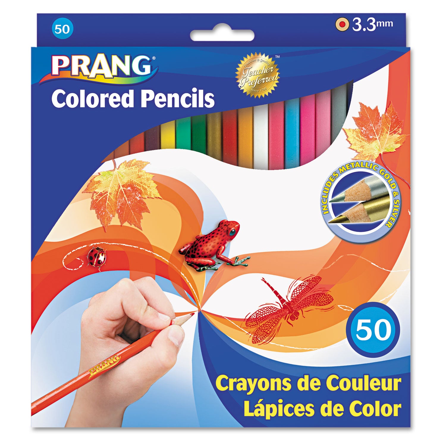 Colored Pencil Sets, 3.3 mm, 2B, Assorted Lead and Barrel Colors, 50/Pack -