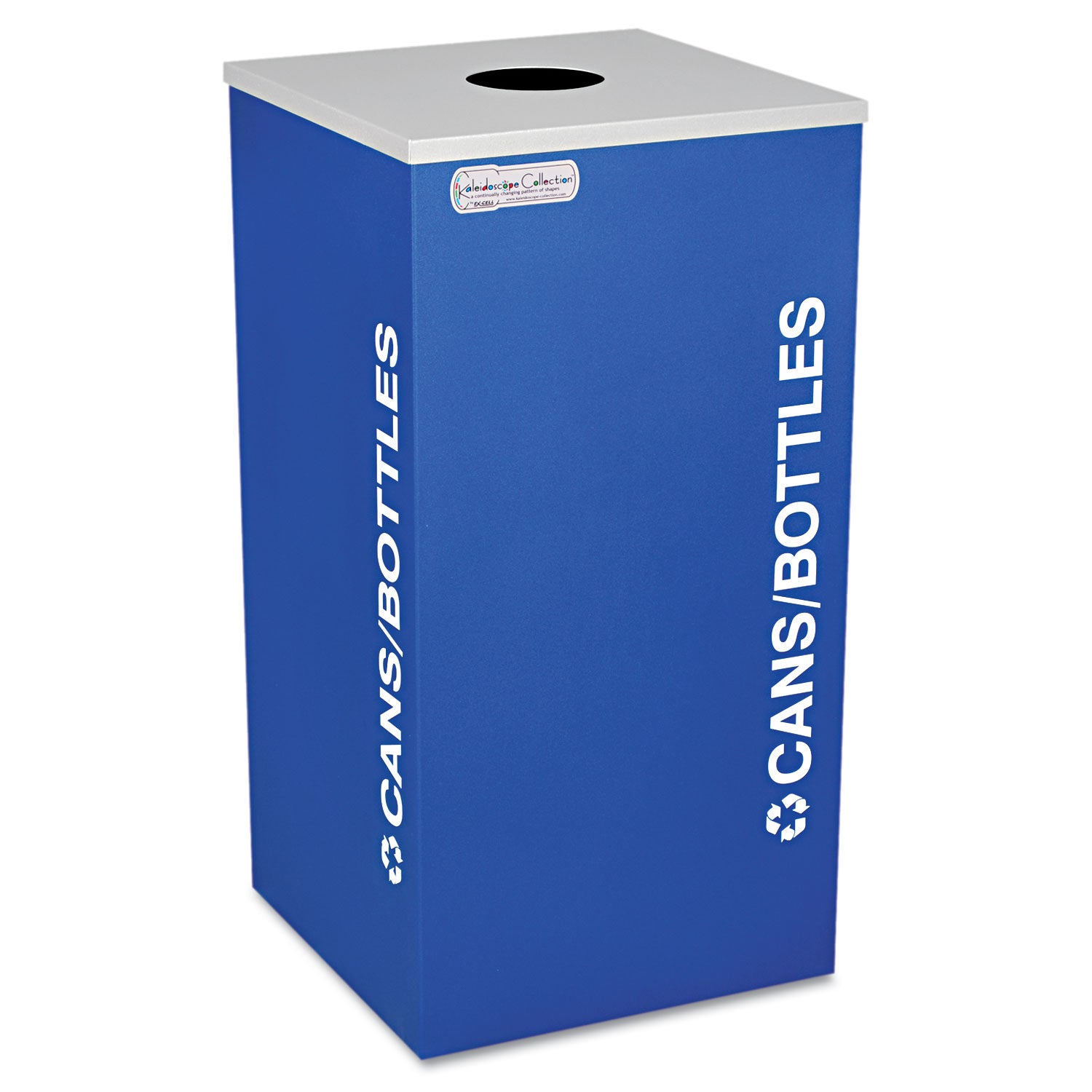 Kaleidoscope Collection Bottle/Can Recycling Receptacle, 24 gal, Steel, Royal Blue -
