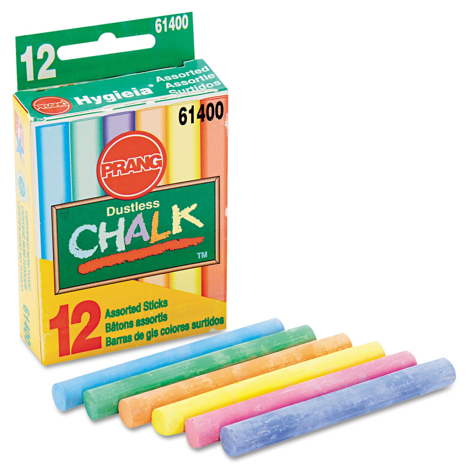 hygieia-dustless-board-chalk-325-x-038-diameter-assorted-12-box_dix61400 - 1