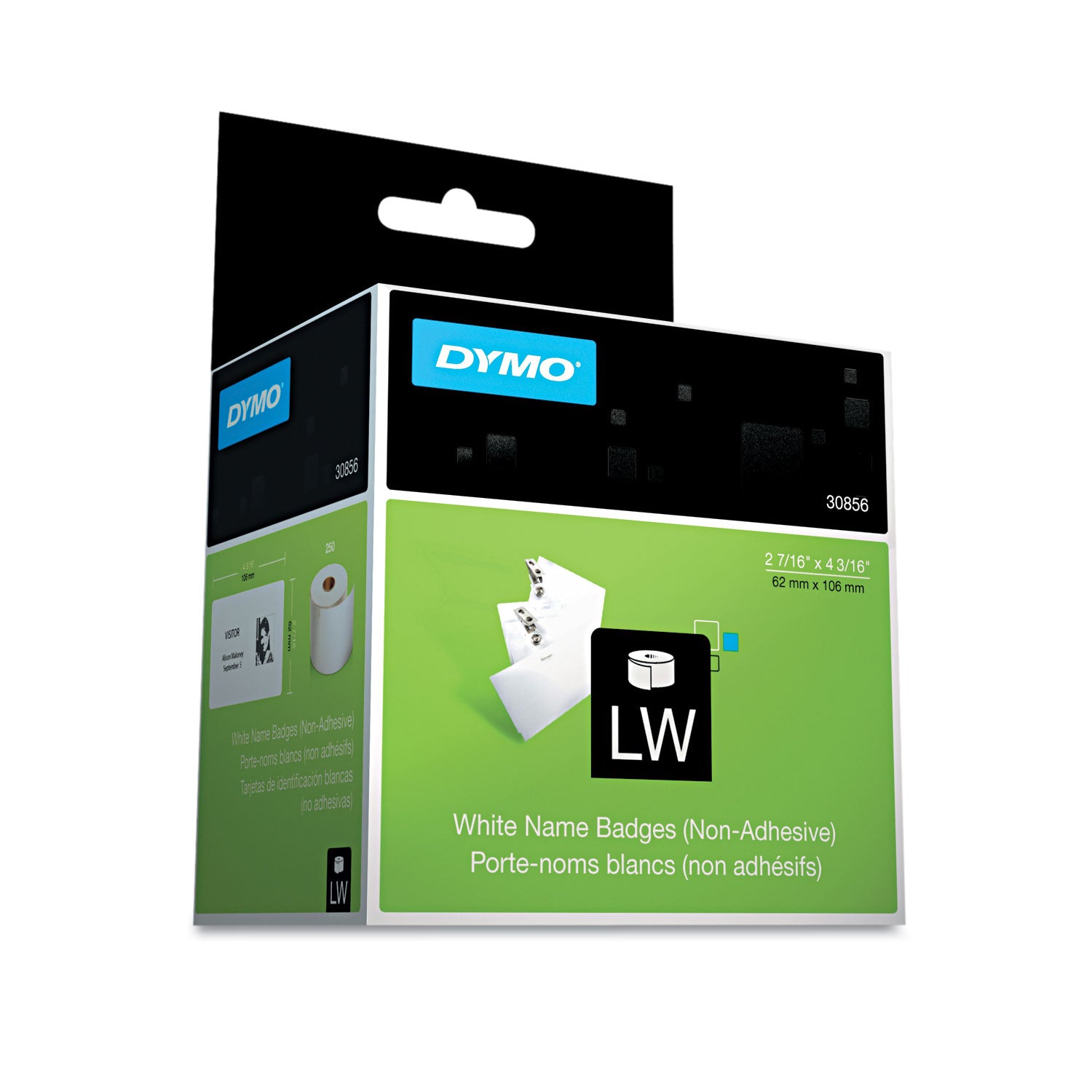 Name Badge Insert Labels, 2.43" x 4.18", White, 250 Labels/Box -
