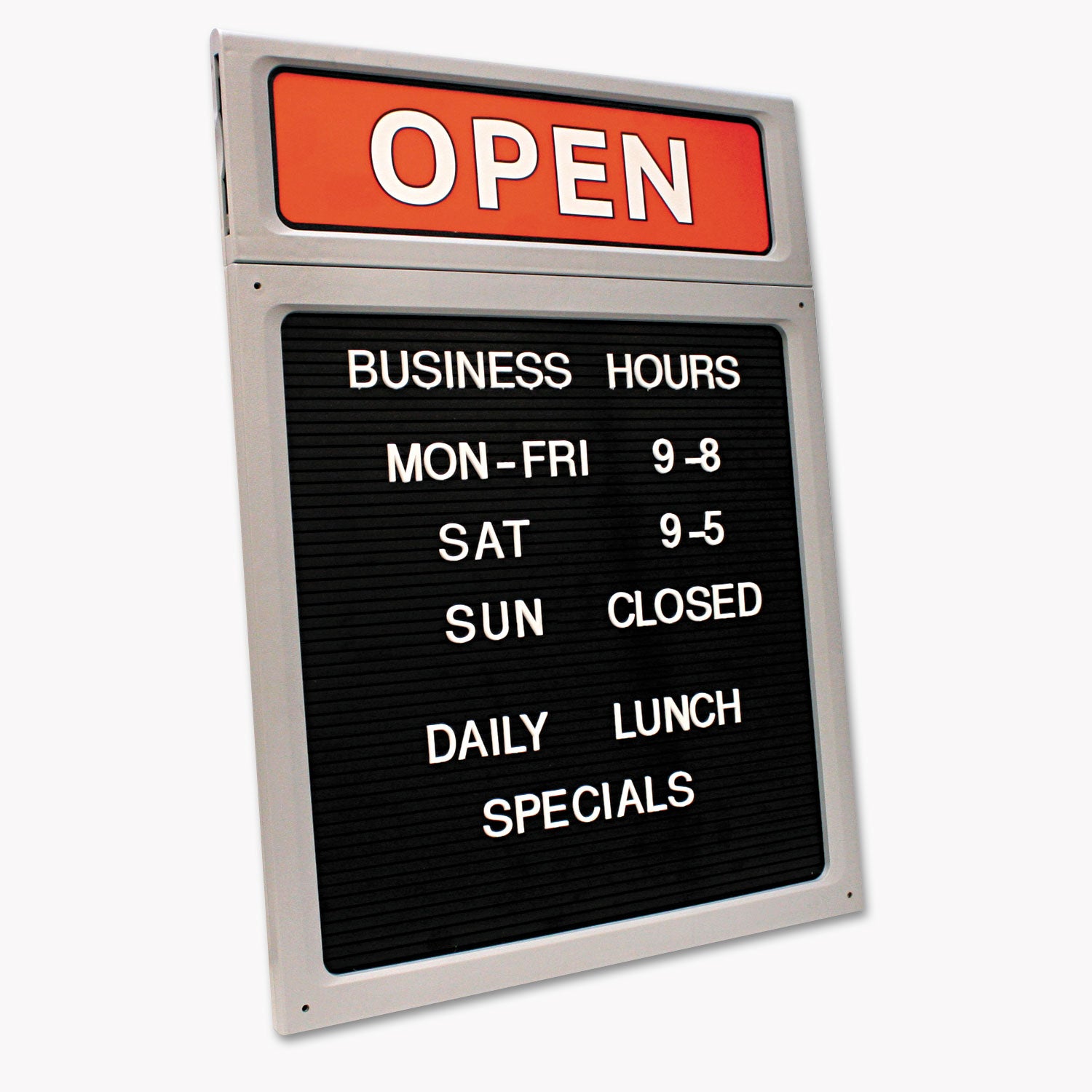 Message/Business Hours Sign, 15 x 20.5, Black/Red -