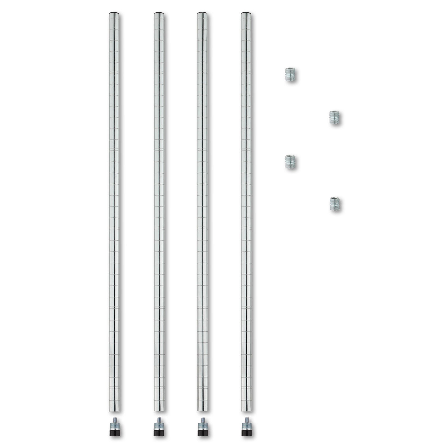 Stackable Posts For Wire Shelving, 36" High, Silver, 4/Pack -