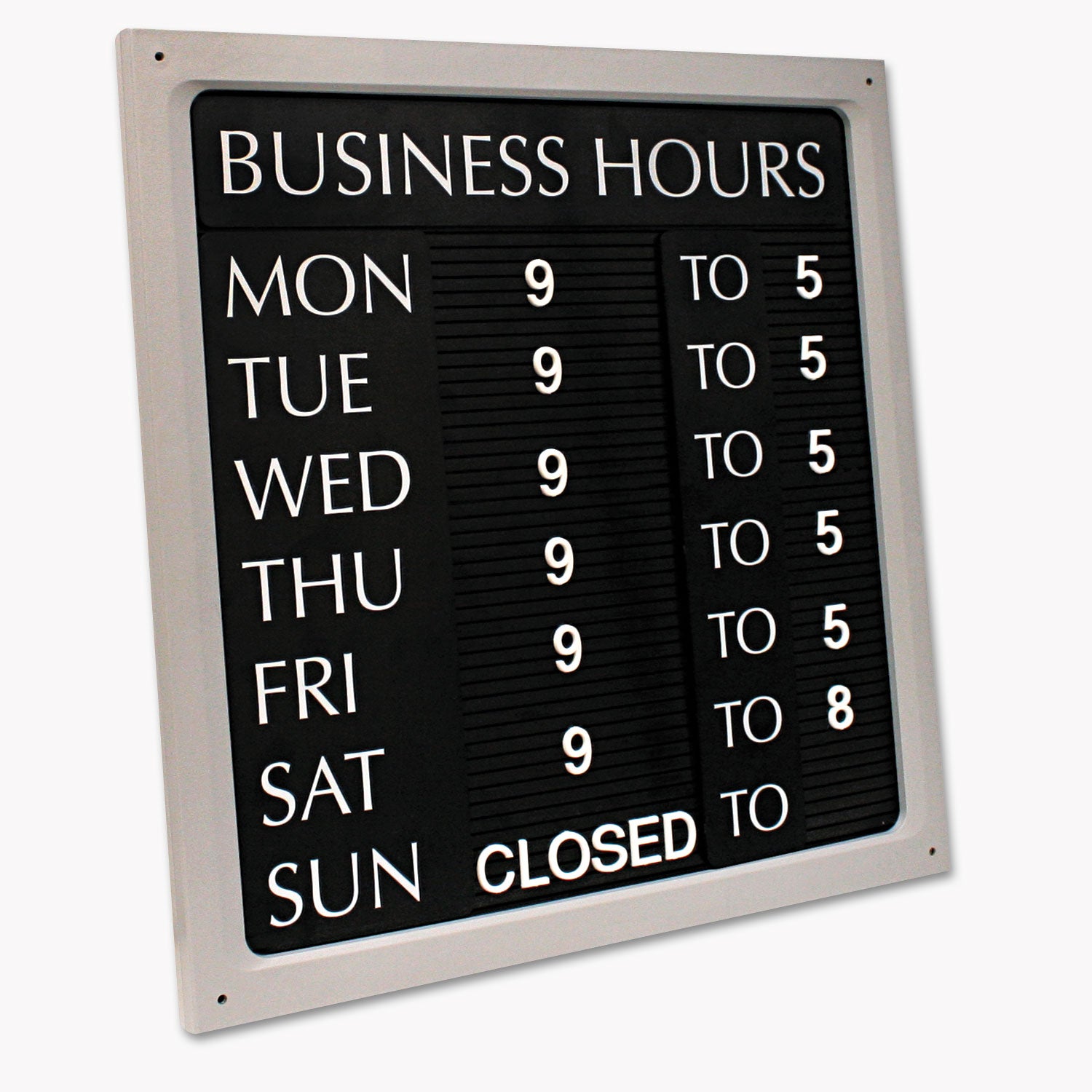 Message/Business Hours Sign, 15 x 20.5, Black/Red -