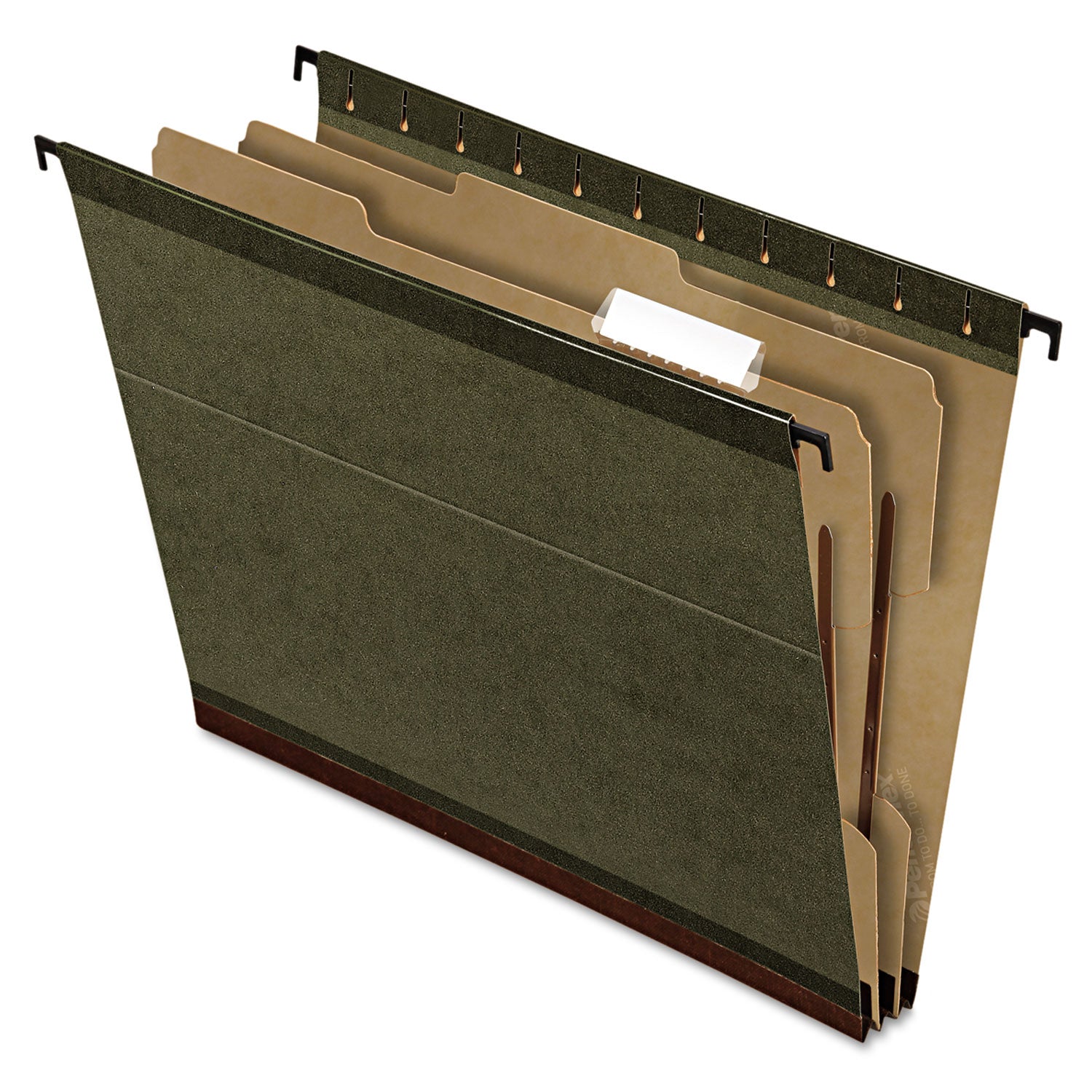 SureHook Reinforced Hanging Divider Folders, 2" Expansion, 1 Divider, 4 Fasteners, Letter Size, Green Exterior, 10/Box -