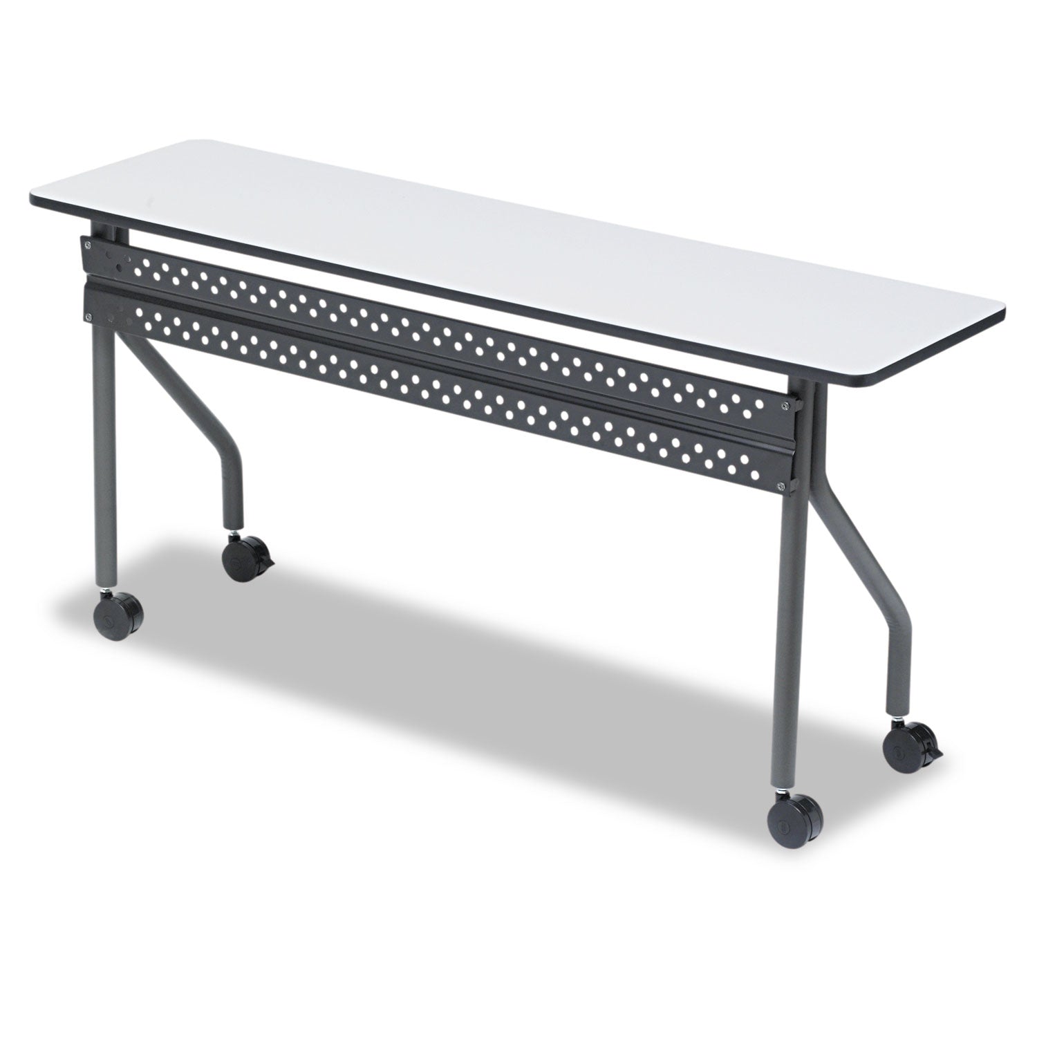 OfficeWorks Mobile Training Table, Rectangular, 60" x 18" x 29", Gray/Charcoal -