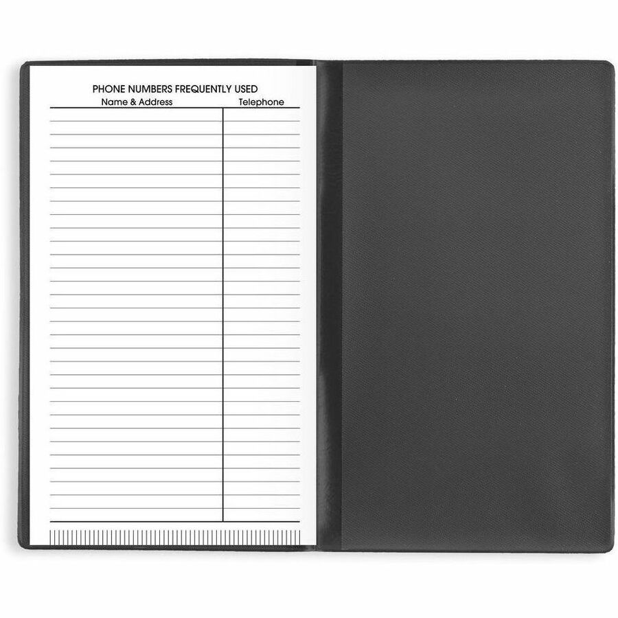 DayMinder 2024 Monthly Planner, Black, Pocket, 3 1/2" x 6" - Pocket Size - Julian Dates - Monthly - 14 Month - December 2023 - January 2025 - 1 Month Double Page Layout - 3 1/2" x 6" White Sheet - Stapled - Leather - Black - Simulated Leather, Paper, -