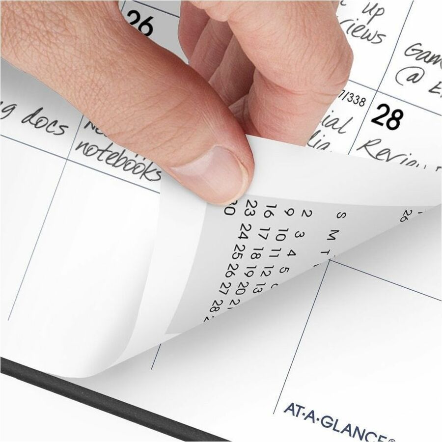 DayMinder 2024 Monthly Planner, Black, Pocket, 3 1/2" x 6" - Pocket Size - Julian Dates - Monthly - 14 Month - December 2023 - January 2025 - 1 Month Double Page Layout - 3 1/2" x 6" White Sheet - Stapled - Leather - Black - Simulated Leather, Paper, -