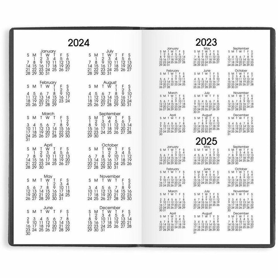 DayMinder 2024 Monthly Planner, Black, Pocket, 3 1/2" x 6" - Pocket Size - Julian Dates - Monthly - 14 Month - December 2023 - January 2025 - 1 Month Double Page Layout - 3 1/2" x 6" White Sheet - Stapled - Leather - Black - Simulated Leather, Paper, -