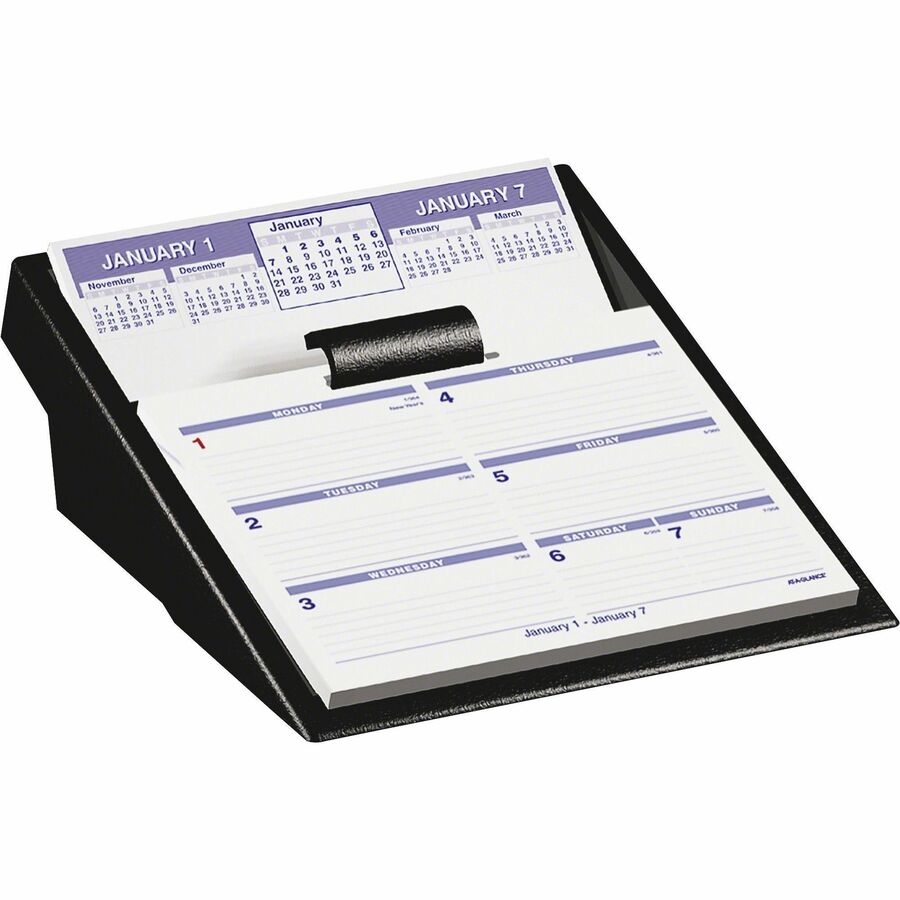 At-A-Glance Flip-A-Week Desk Calendar Refill - Small Size - Julian Dates - Weekly - 12 Month - January 2024 - December 2024 - 1 Week Double Page Layout - 6" x 7" White Sheet - Desk - White, Blue - Paper - 1 Each -