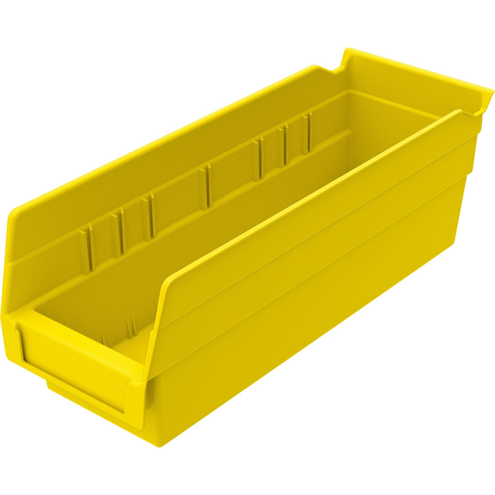 Akro-Mils Economical Storage Shelf Bins - 4" Height x 4.1" Width x 11.6" Depth - Water Proof, Label Holder, Durable, Stain Resistant, Grease Resistant, Oil Resistant - Yellow - Polymer - 1 Each