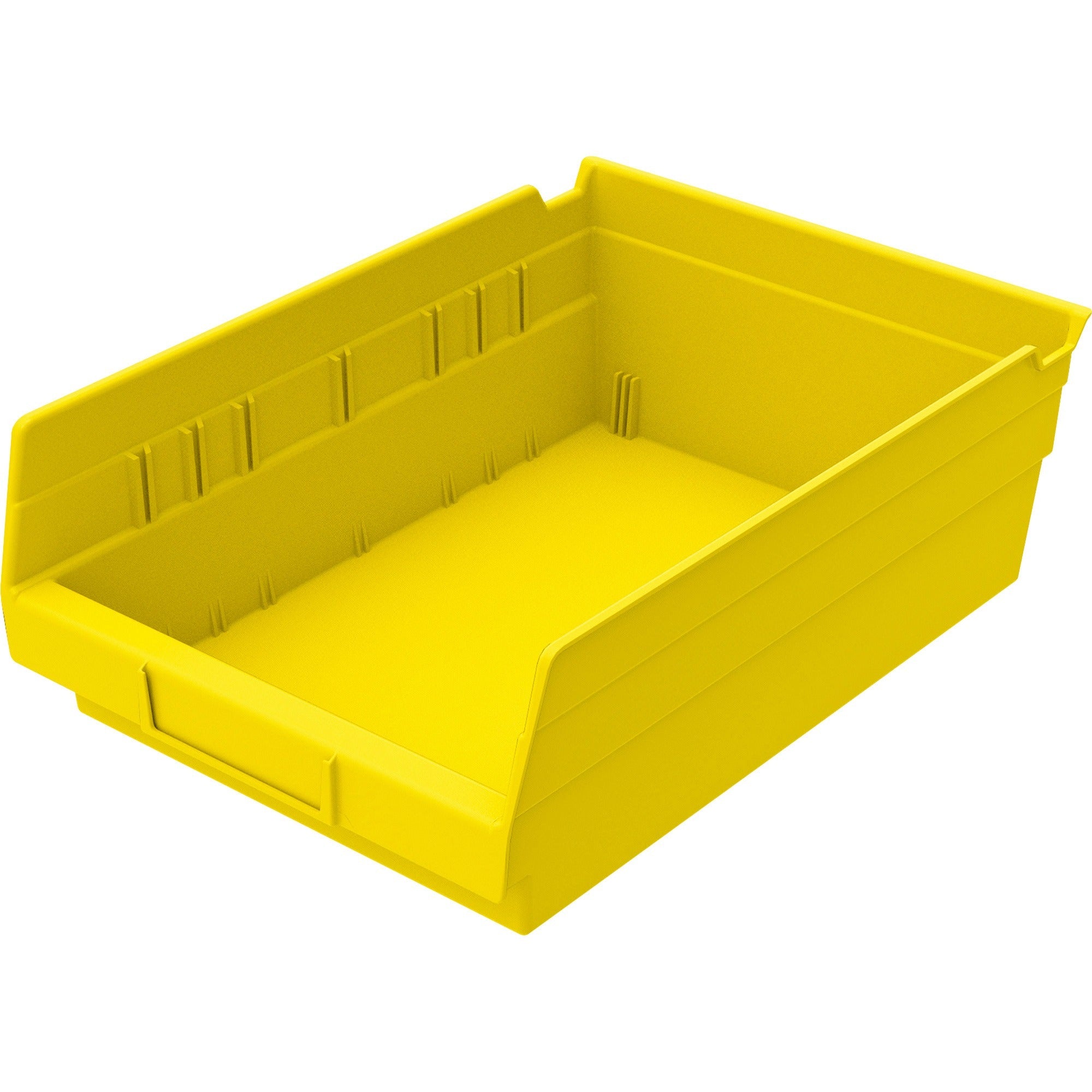Akro-Mils Economical Storage Shelf Bins - 4" Height x 8.4" Width x 11.6" Depth - Water Proof, Label Holder, Durable, Oil Resistant, Grease Resistant - Yellow - Polymer - 1 Each -