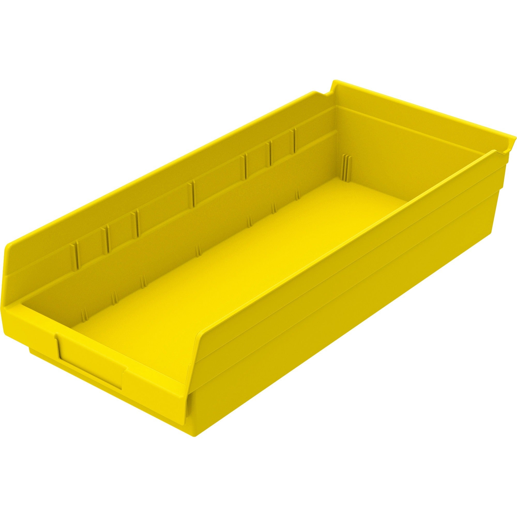 Akro-Mils Economical Storage Shelf Bins - 4" Height x 8.4" Width x 17.9" Depth - Water Proof, Label Holder, Corrugated, Durable, Grease Resistant, Oil Resistant - Yellow - Polymer - 1 Each -