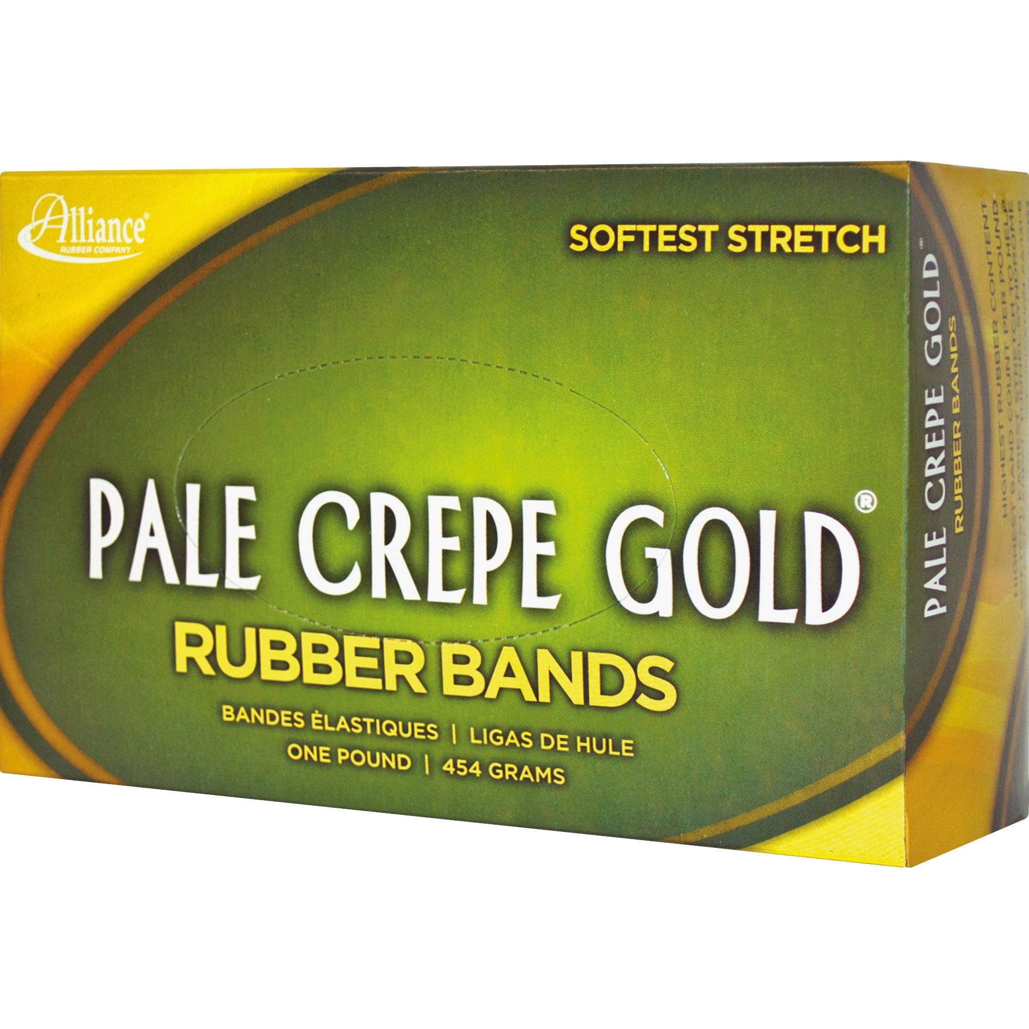 Alliance Rubber 20165 Pale Crepe Gold Rubber Bands - Size #16 - Approx. 2675 Bands - 2 1/2" x 1/16" - Golden Crepe - 1 lb Box -
