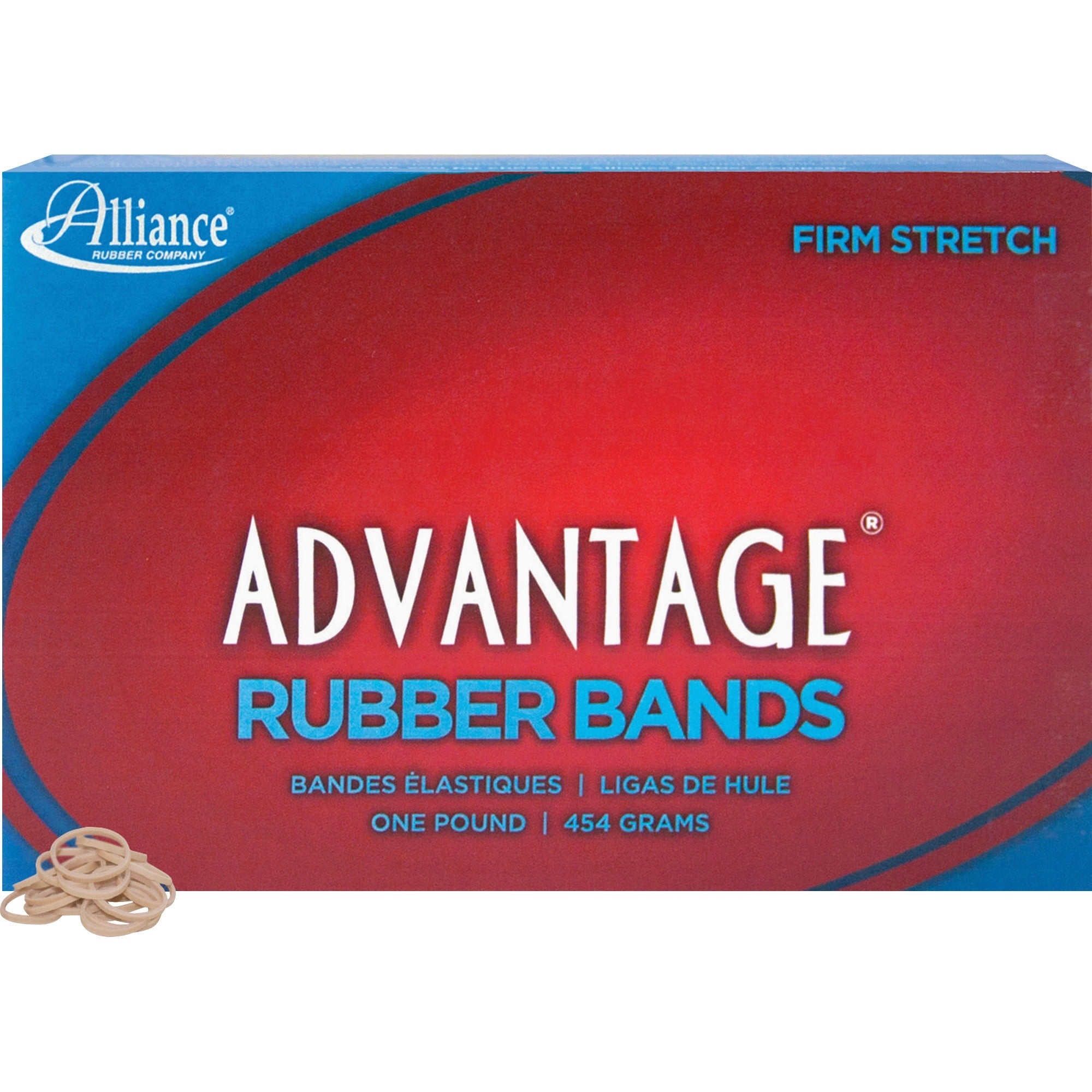 Alliance Rubber 26085 Advantage Rubber Bands - Size #8 - Approx. 5200 Bands - 7/8" x 1/16" - Natural Crepe - 1 lb Box -