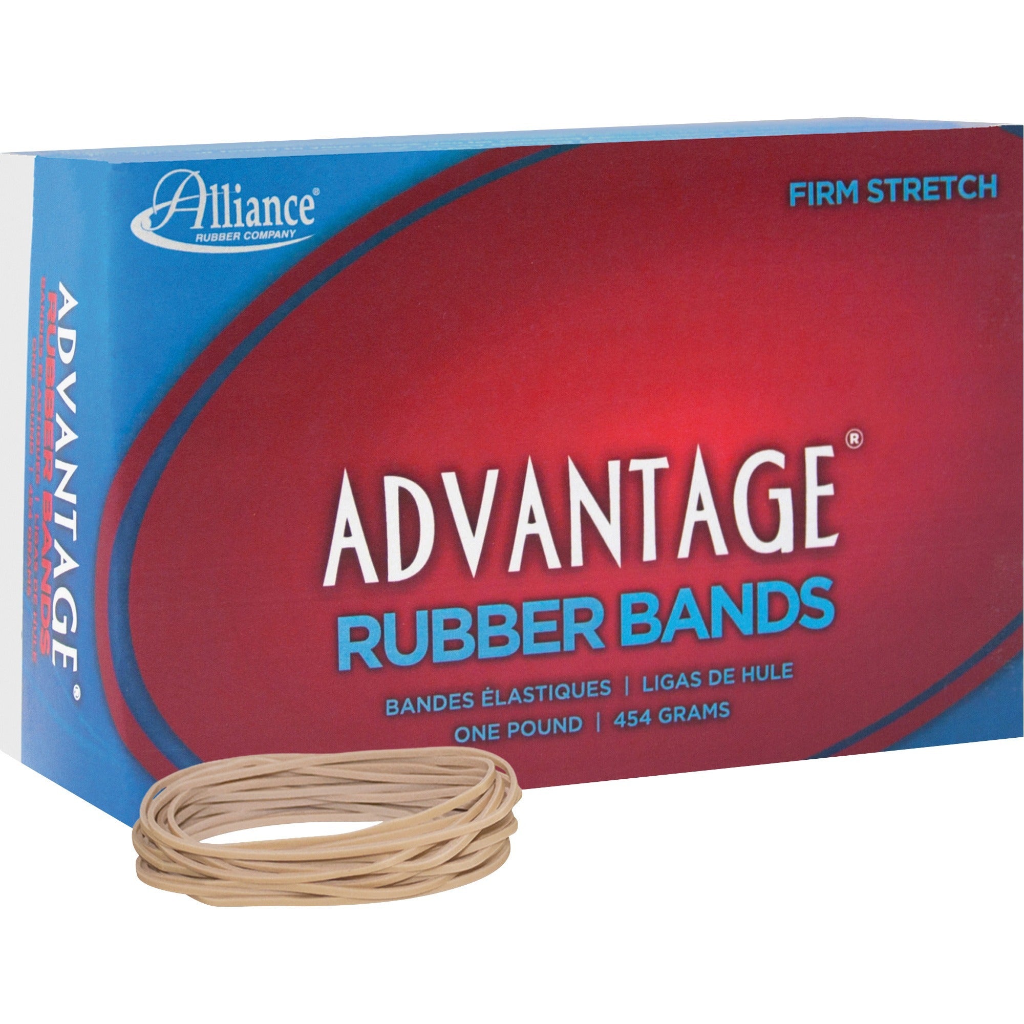 Alliance Rubber 26195 Advantage Rubber Bands - Size #19 - Approx. 1250 Bands - 3 1/2" x 1/16" - Natural Crepe - 1 lb Box -