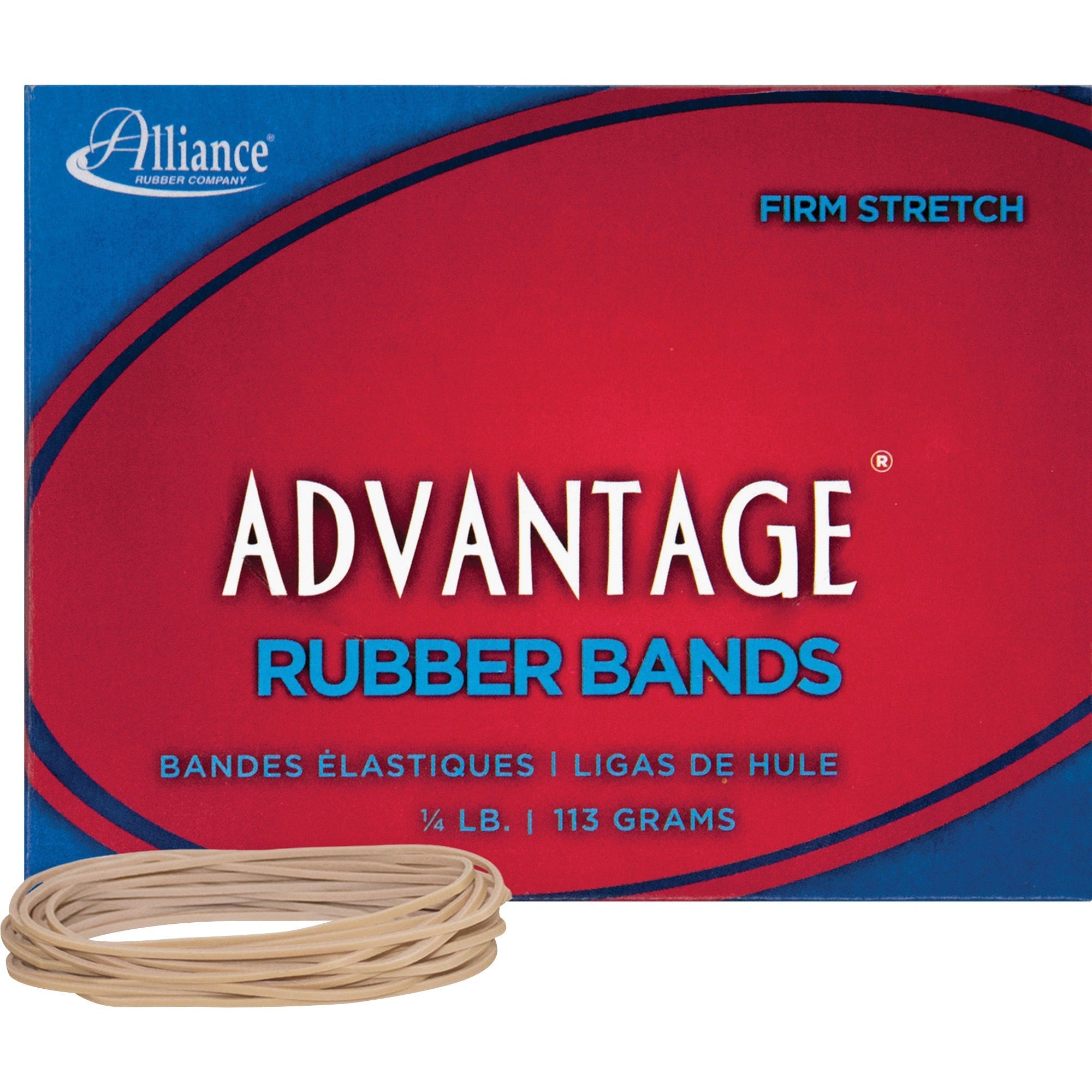 Alliance Rubber 26199 Advantage Rubber Bands - Size #19 - Approx. 312 Bands - 3 1/2" x 1/16" - Natural Crepe - 1/4 lb Box -