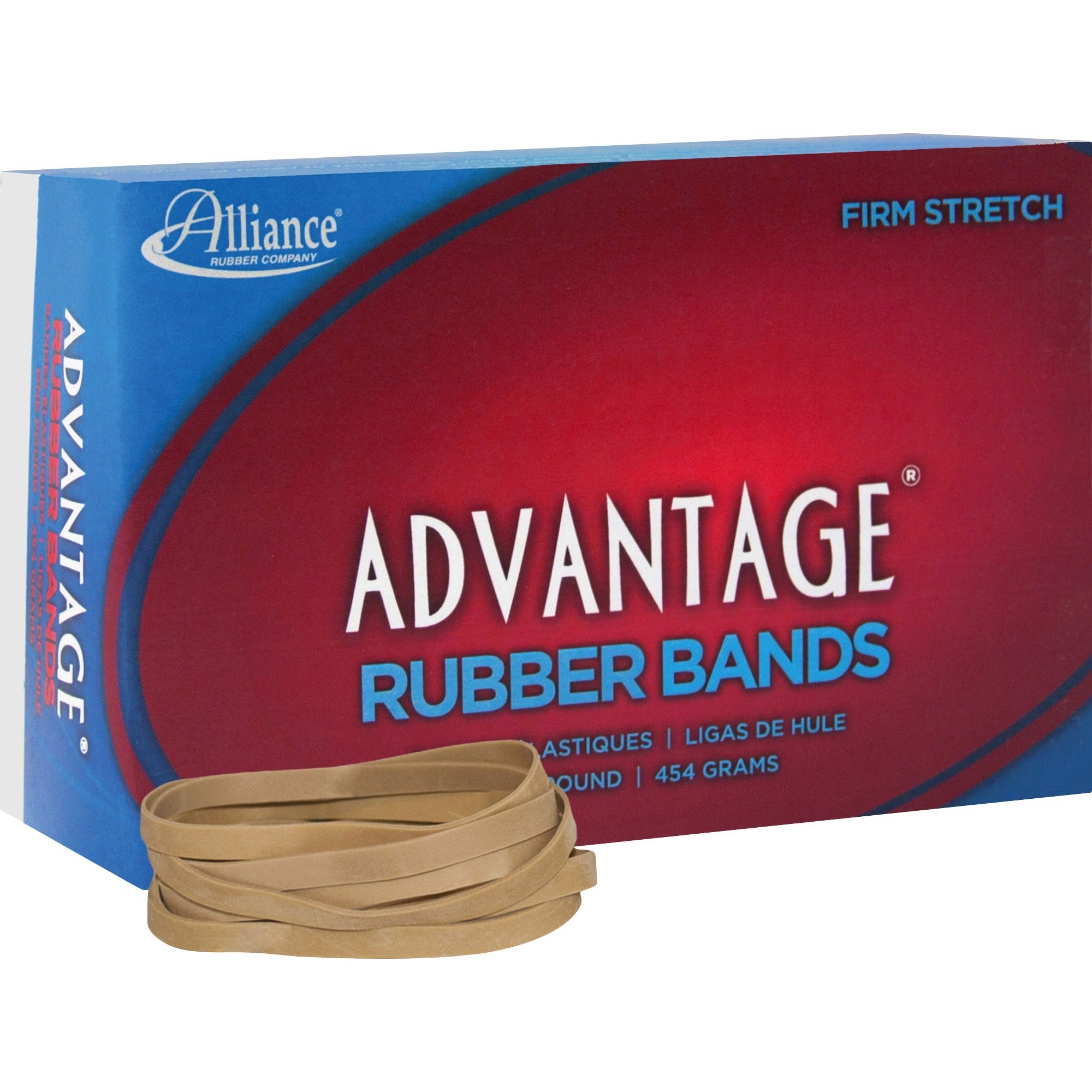 Alliance Rubber 26645 Advantage Rubber Bands - Size #64 - Approx. 320 Bands - 3 1/2" x 1/4" - Natural Crepe - 1 lb Box -