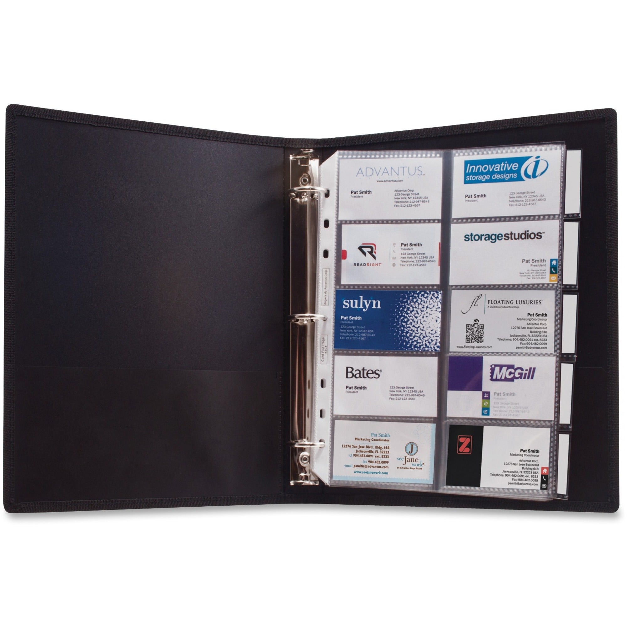 Anglers 3-Ring Business Card Binder - 1000 Capacity - 8.50" Width x 11" Length - 3-ring Binding - 5 x Tab(s) - Refillable -