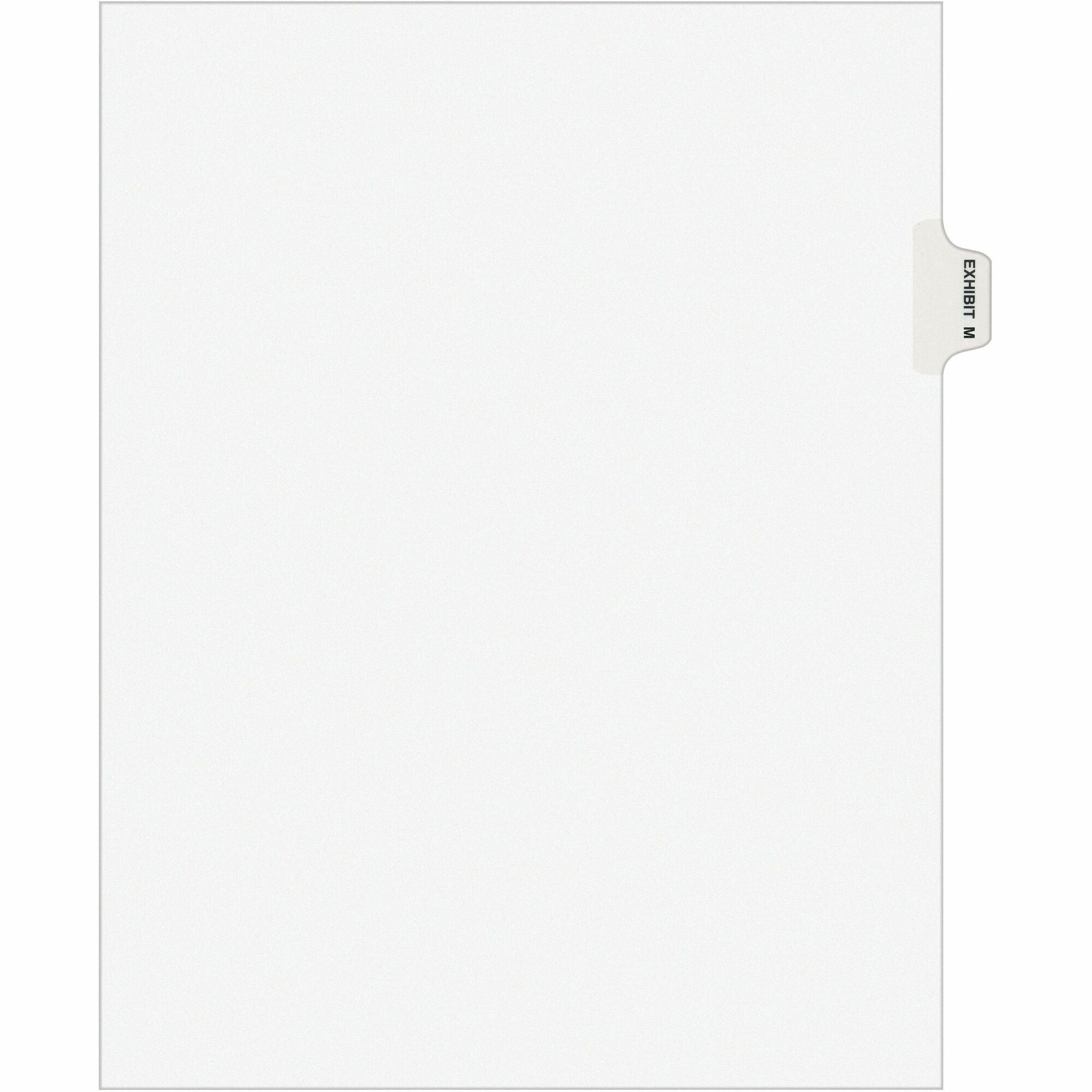 Avery Individual Legal Exhibit Dividers - Avery Style - 1 Printed Tab(s) - Character - M - 8.5" Divider Width x 11" Divider Length - Letter - White Paper Divider - Paper Tab(s) - Recycled - Reinforced Tab, Rip Proof, Unpunched - 25 / Pack -
