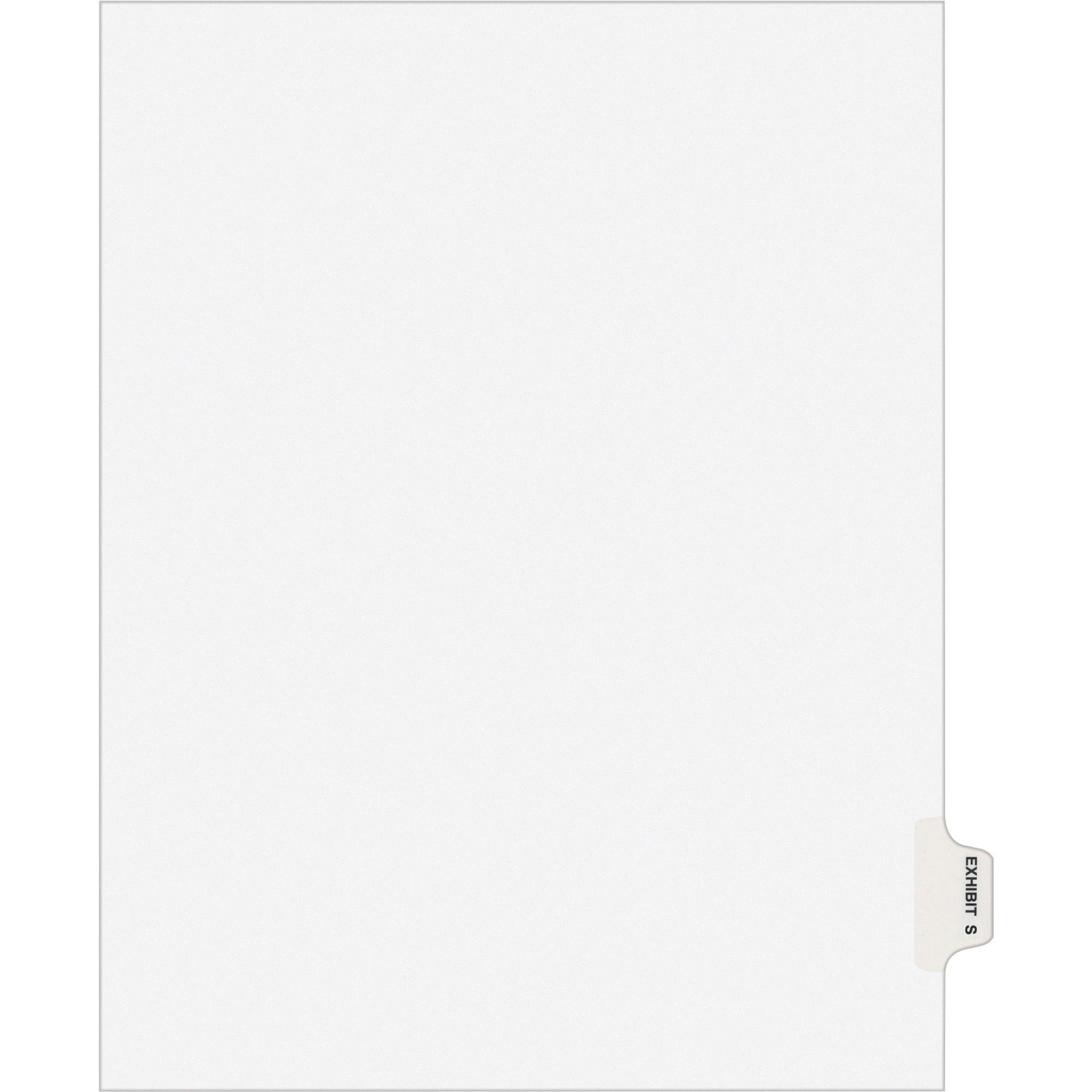 Avery Individual Legal Exhibit Dividers - Avery Style - 1 Printed Tab(s) - Character - S - 8.5" Divider Width x 11" Divider Length - Letter - White Paper Divider - Paper Tab(s) - Recycled - Reinforced Tab, Rip Proof, Unpunched - 25 / Pack -