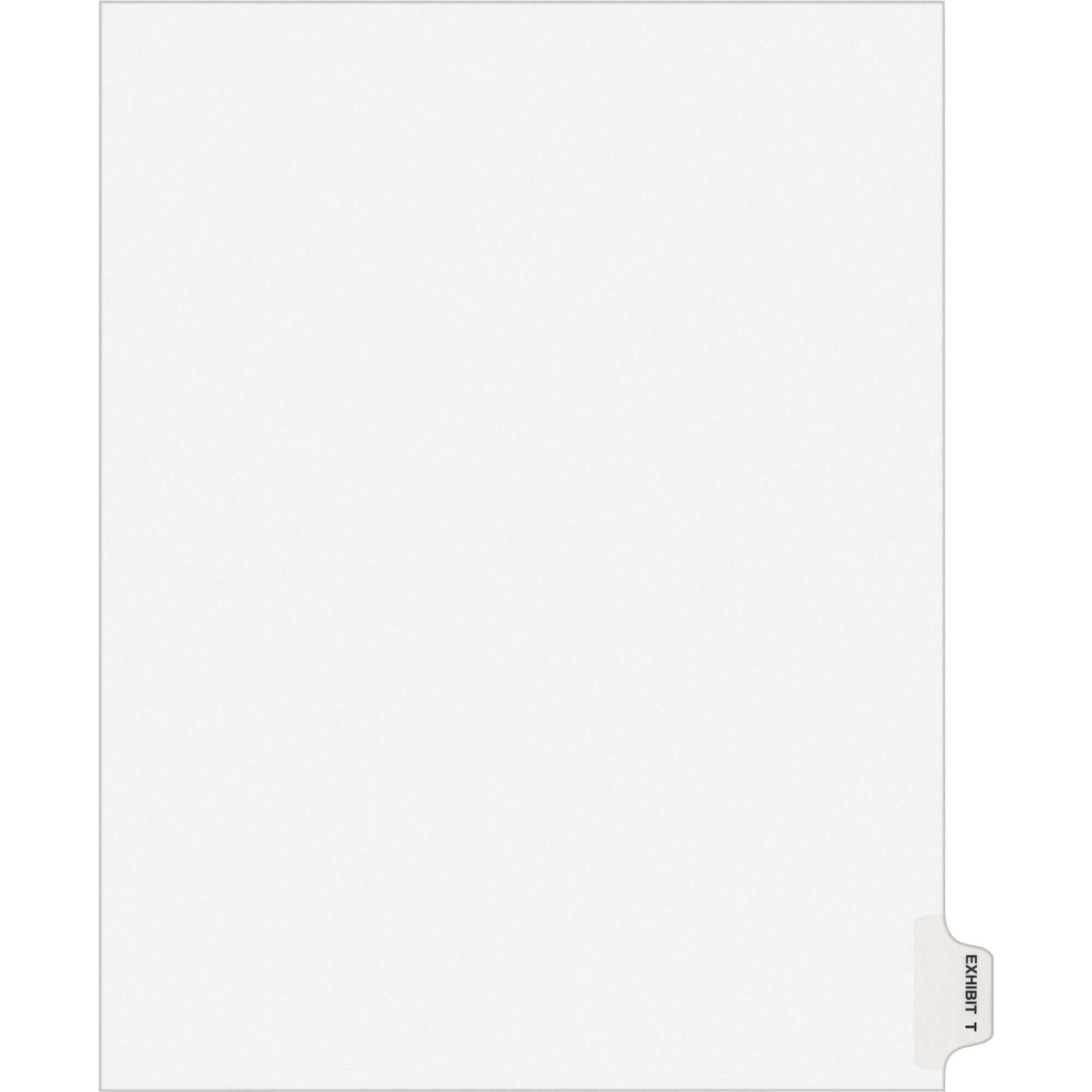 Avery Individual Legal Exhibit Dividers - Avery Style - 1 Printed Tab(s) - Character - T - 8.5" Divider Width x 11" Divider Length - Letter - White Paper Divider - Paper Tab(s) - Recycled - Reinforced Tab, Rip Proof, Unpunched - 25 / Pack -